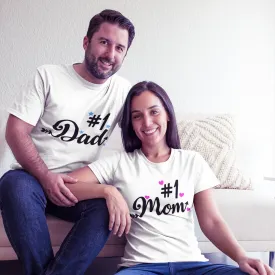 #1 Mom Dad White Tshirt Combo