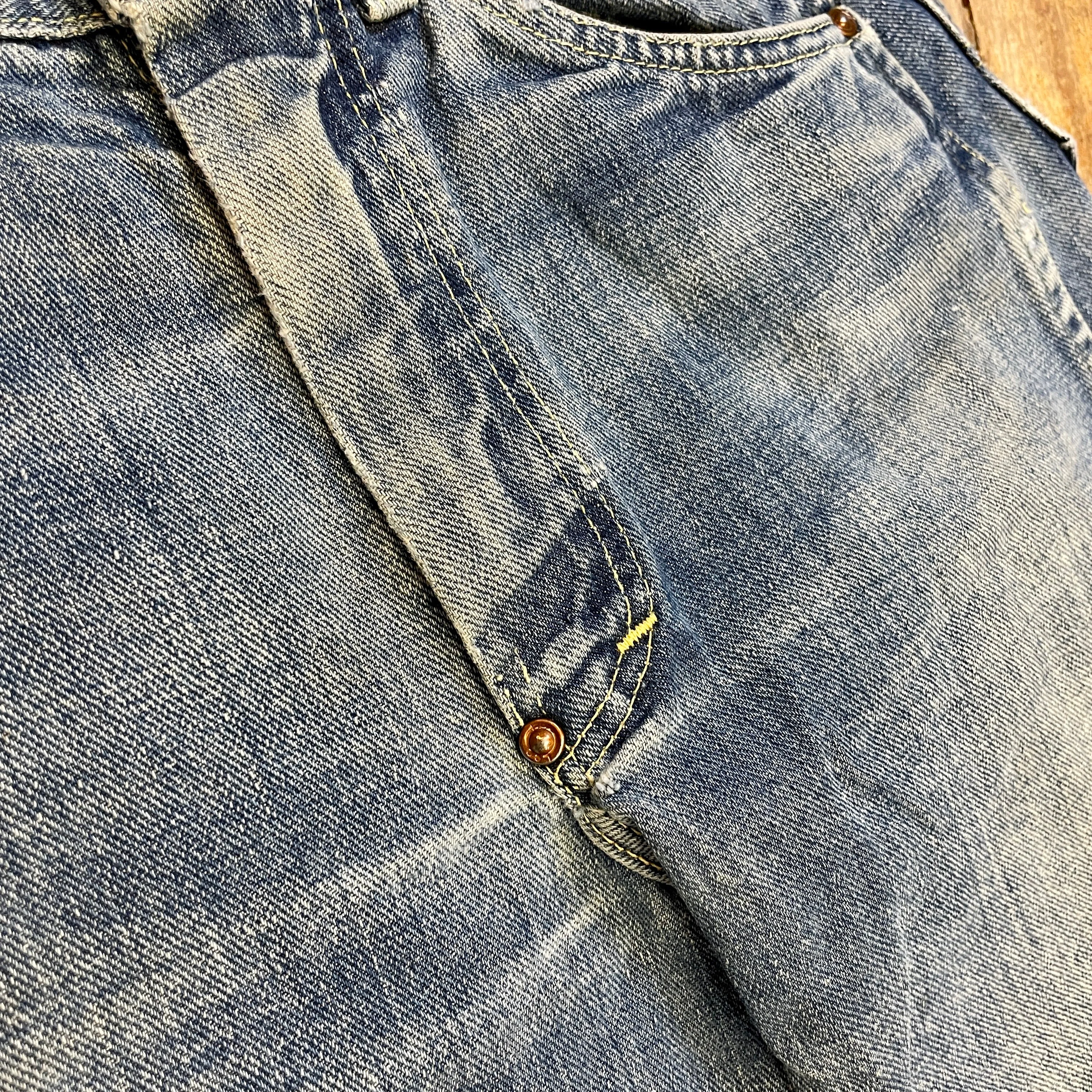 1950s Union Made in USA Lee Riders True Vintage Crotch Rivet Blue Jeans Size XS