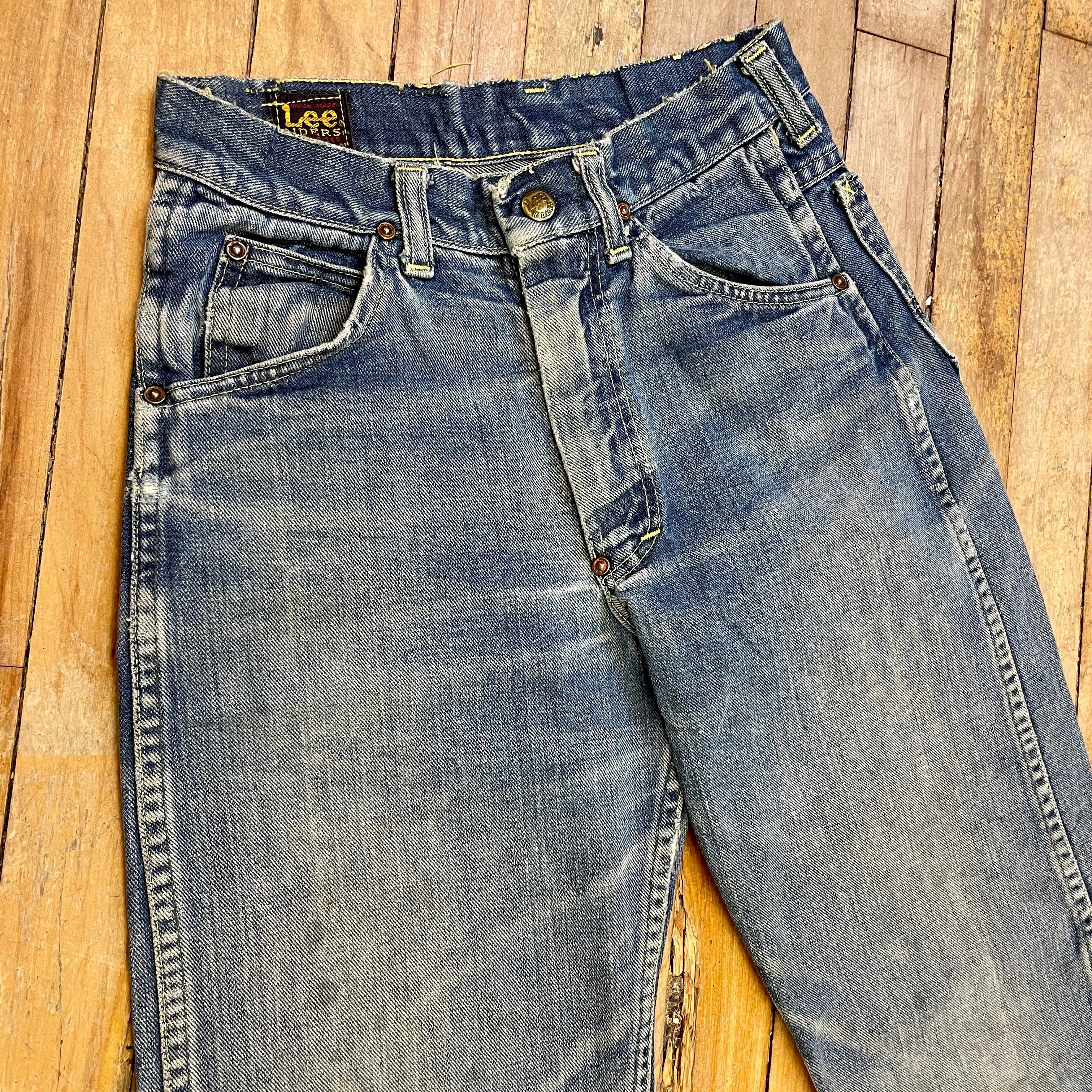 1950s Union Made in USA Lee Riders True Vintage Crotch Rivet Blue Jeans Size XS