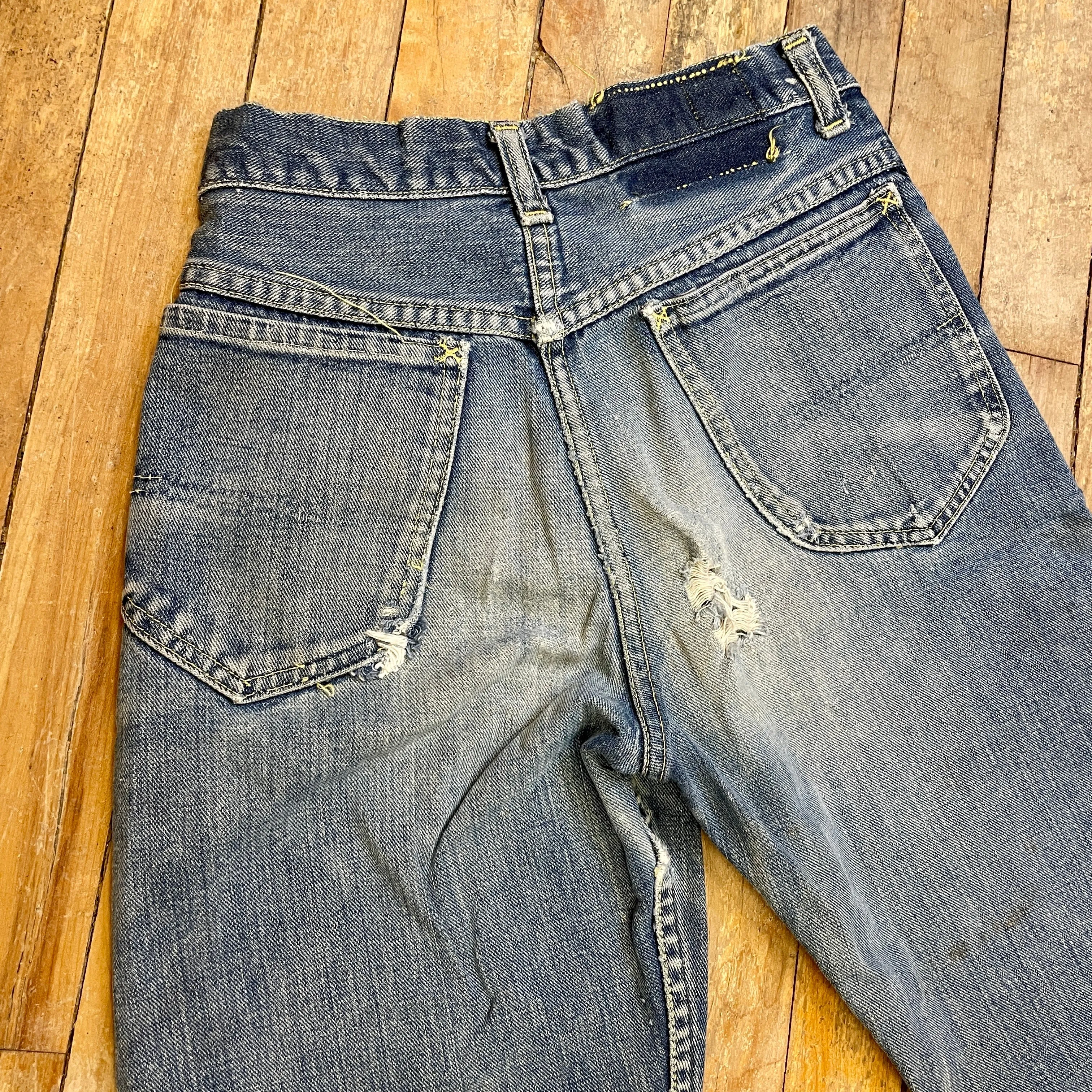 1950s Union Made in USA Lee Riders True Vintage Crotch Rivet Blue Jeans Size XS