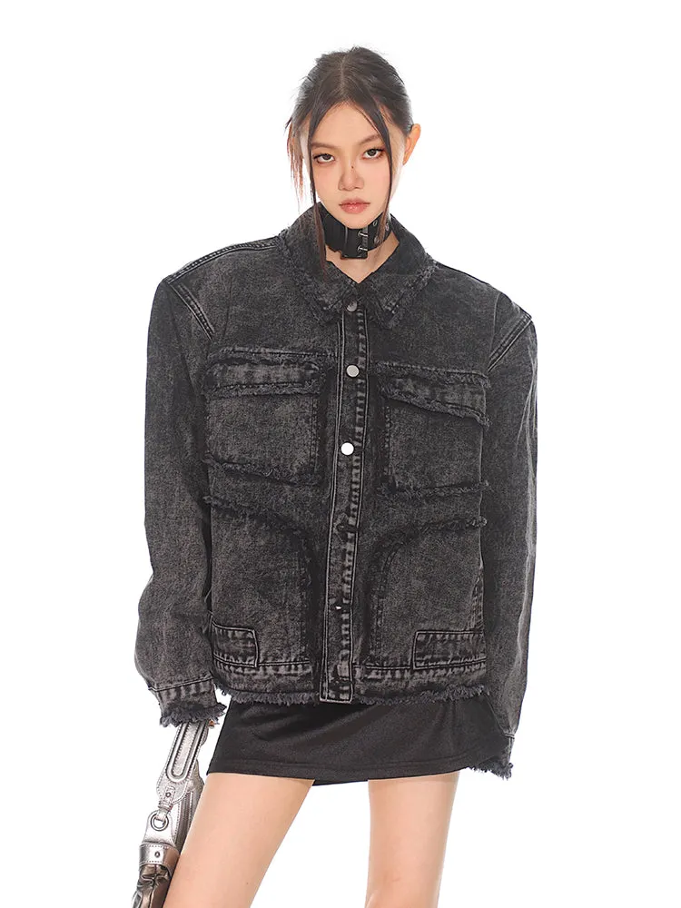 【24s Oct.】Vintage Washed Distressed Denim Jacket