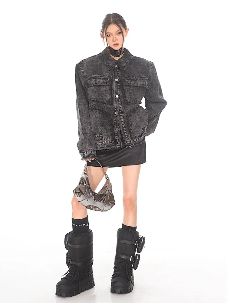 【24s Oct.】Vintage Washed Distressed Denim Jacket
