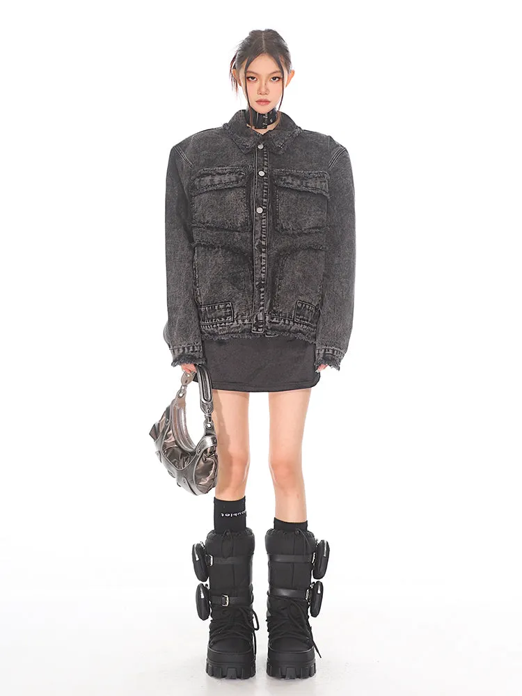 【24s Oct.】Vintage Washed Distressed Denim Jacket