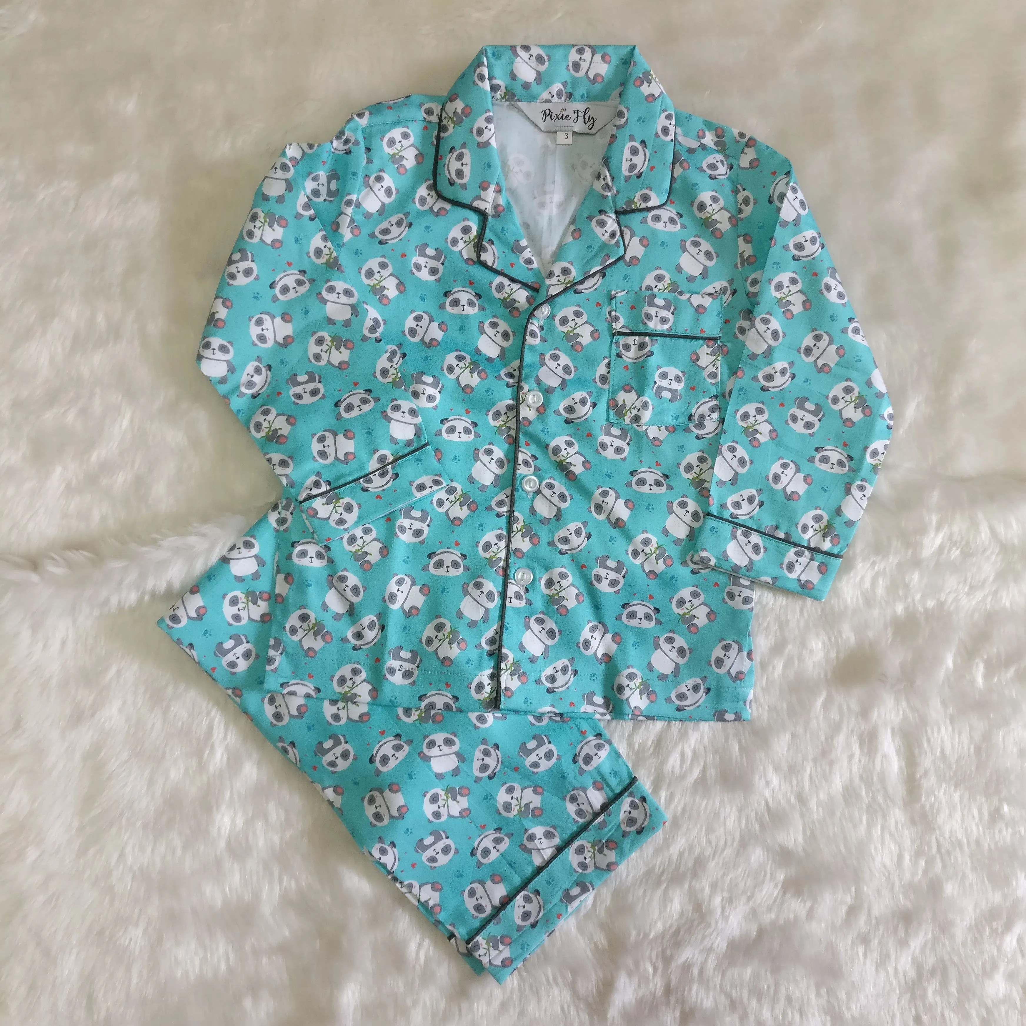 Adult Pyjama Set - Baby Pandas on Green, For Women