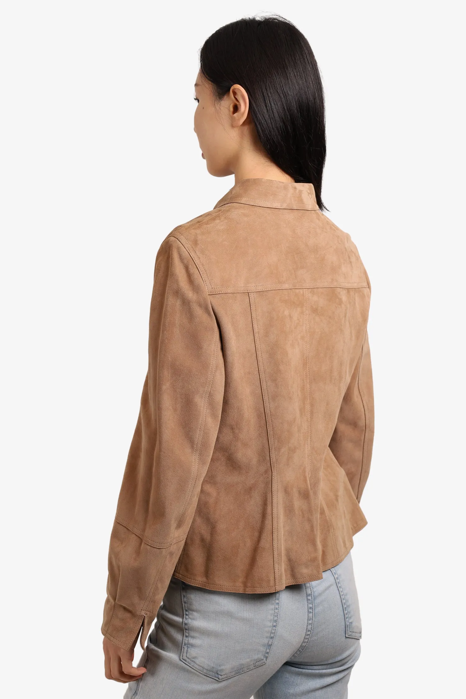 Akris Brown Suede Button-up Jacket Size 8