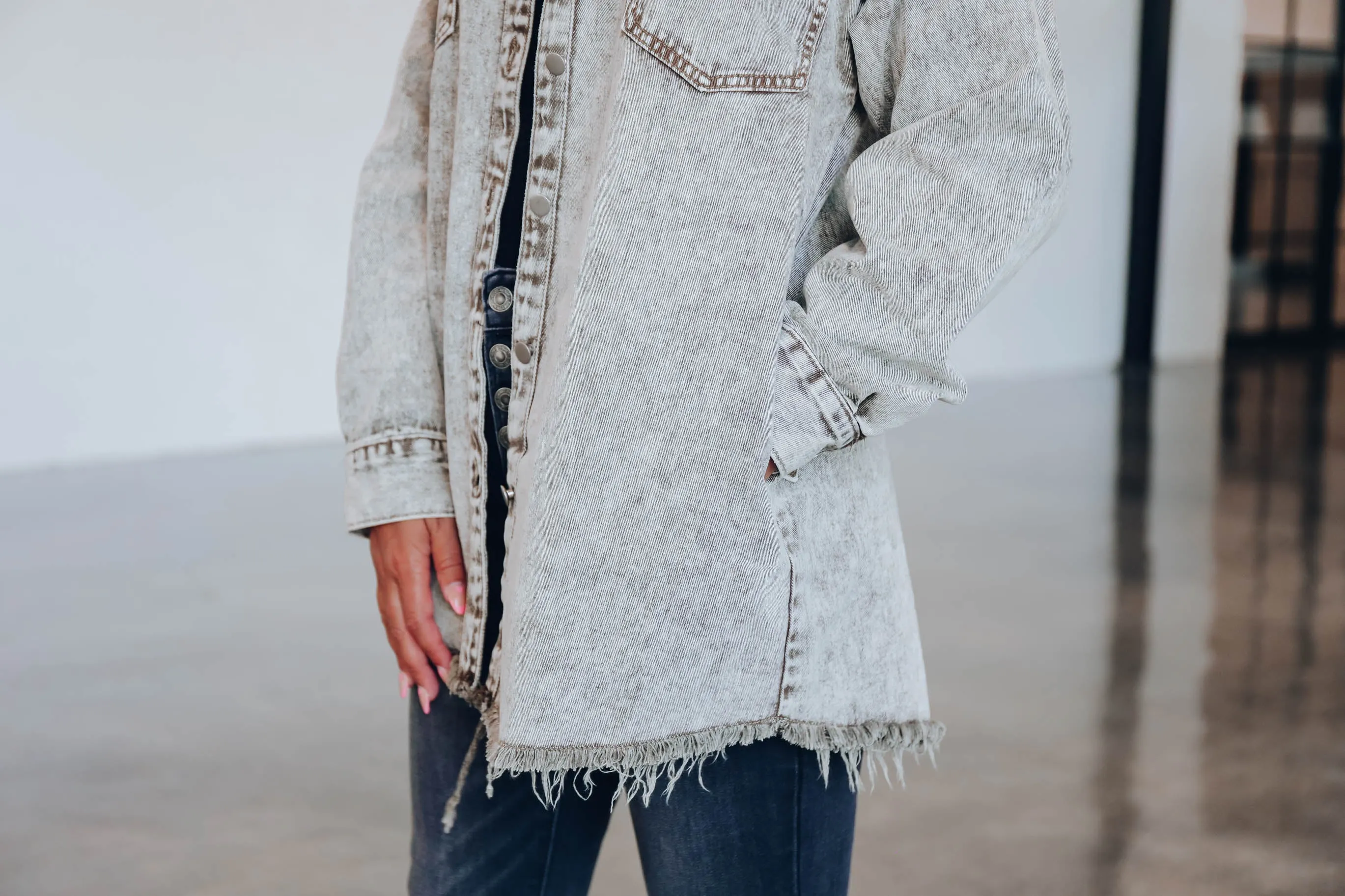 Austin Acid Washed Denim Jacket - Olive