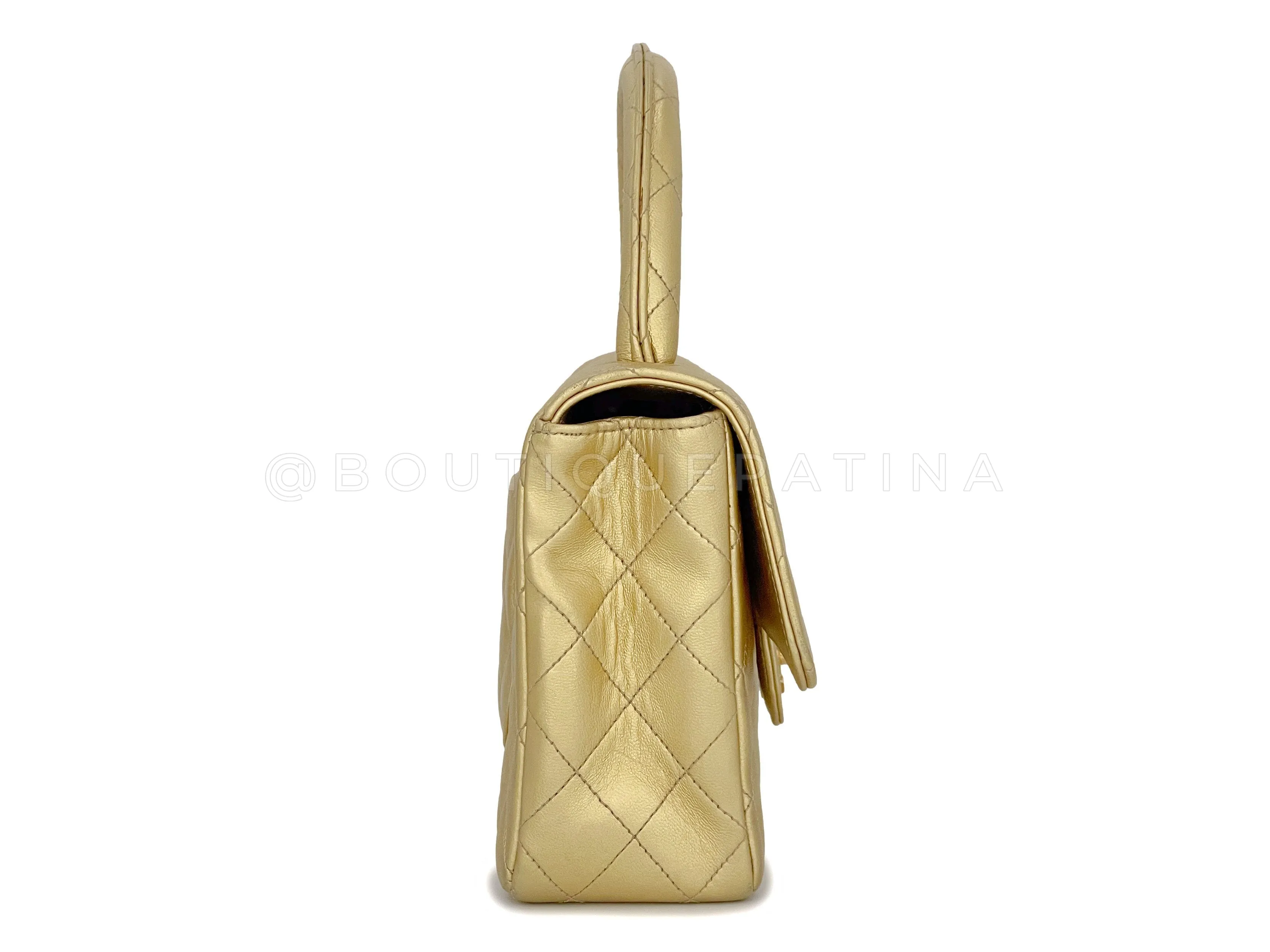 Chanel 1994 Vintage Gold Parent-Child Kelly Flap Bag 24k GHW