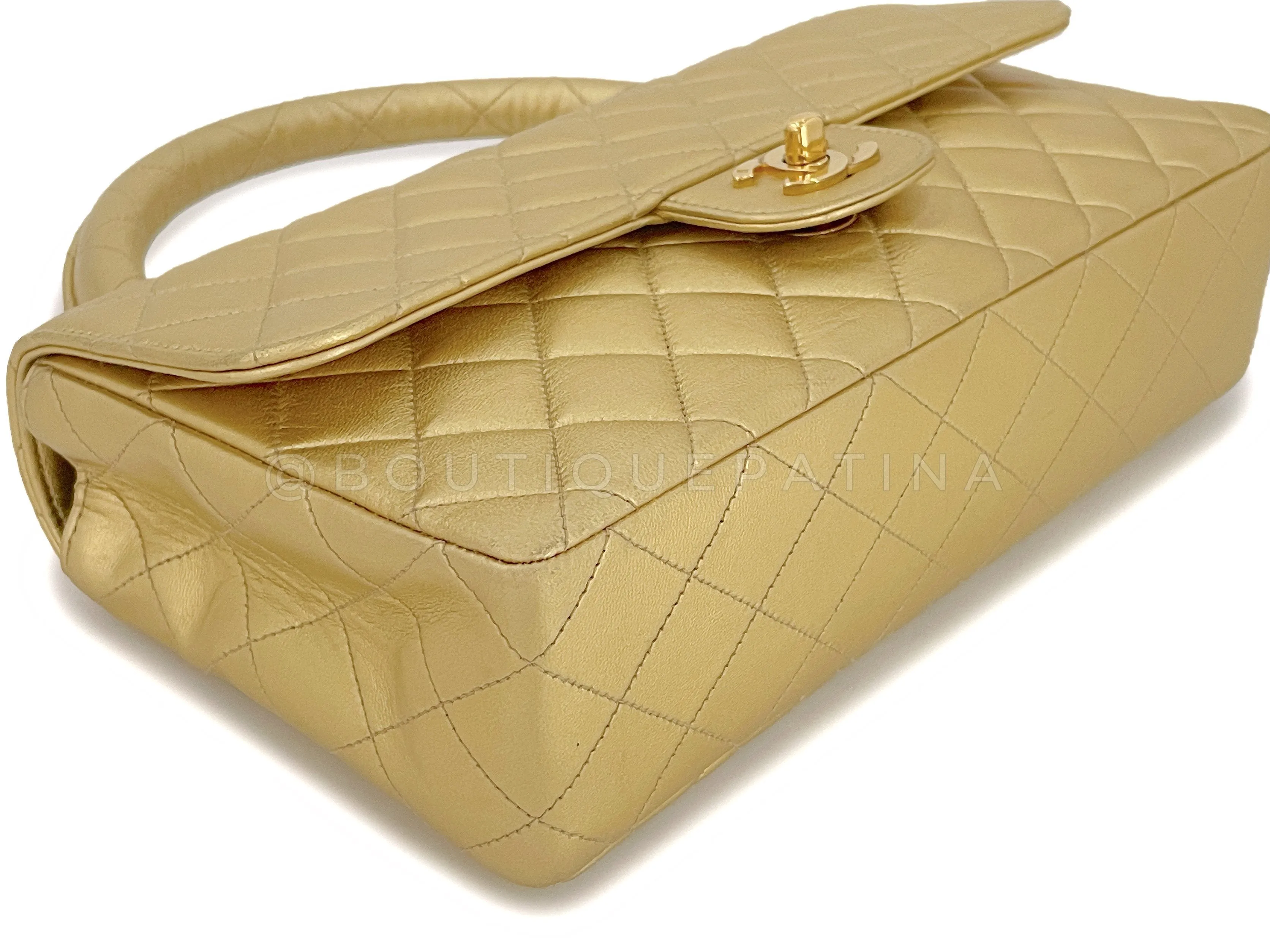 Chanel 1994 Vintage Gold Parent-Child Kelly Flap Bag 24k GHW