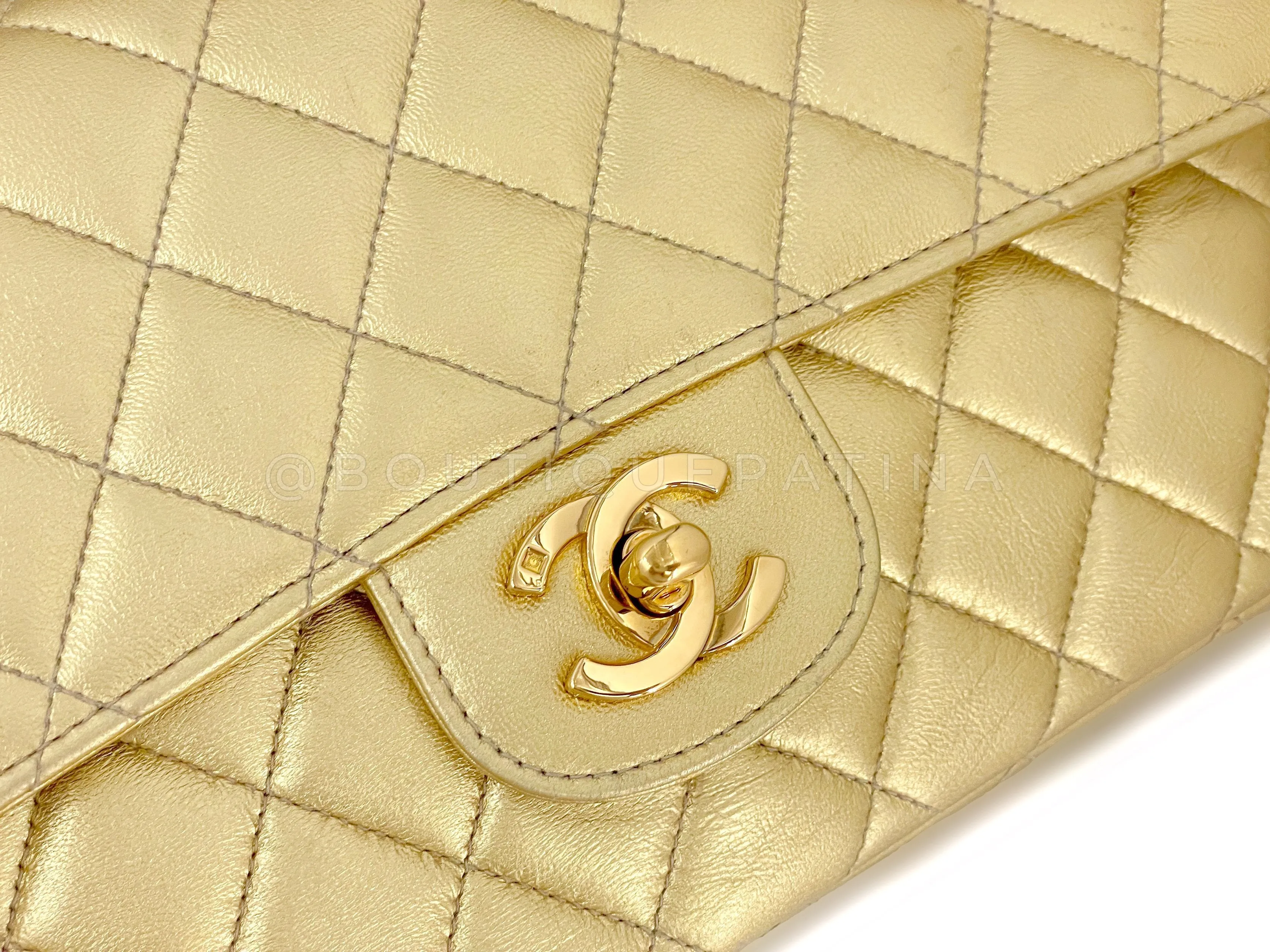 Chanel 1994 Vintage Gold Parent-Child Kelly Flap Bag 24k GHW