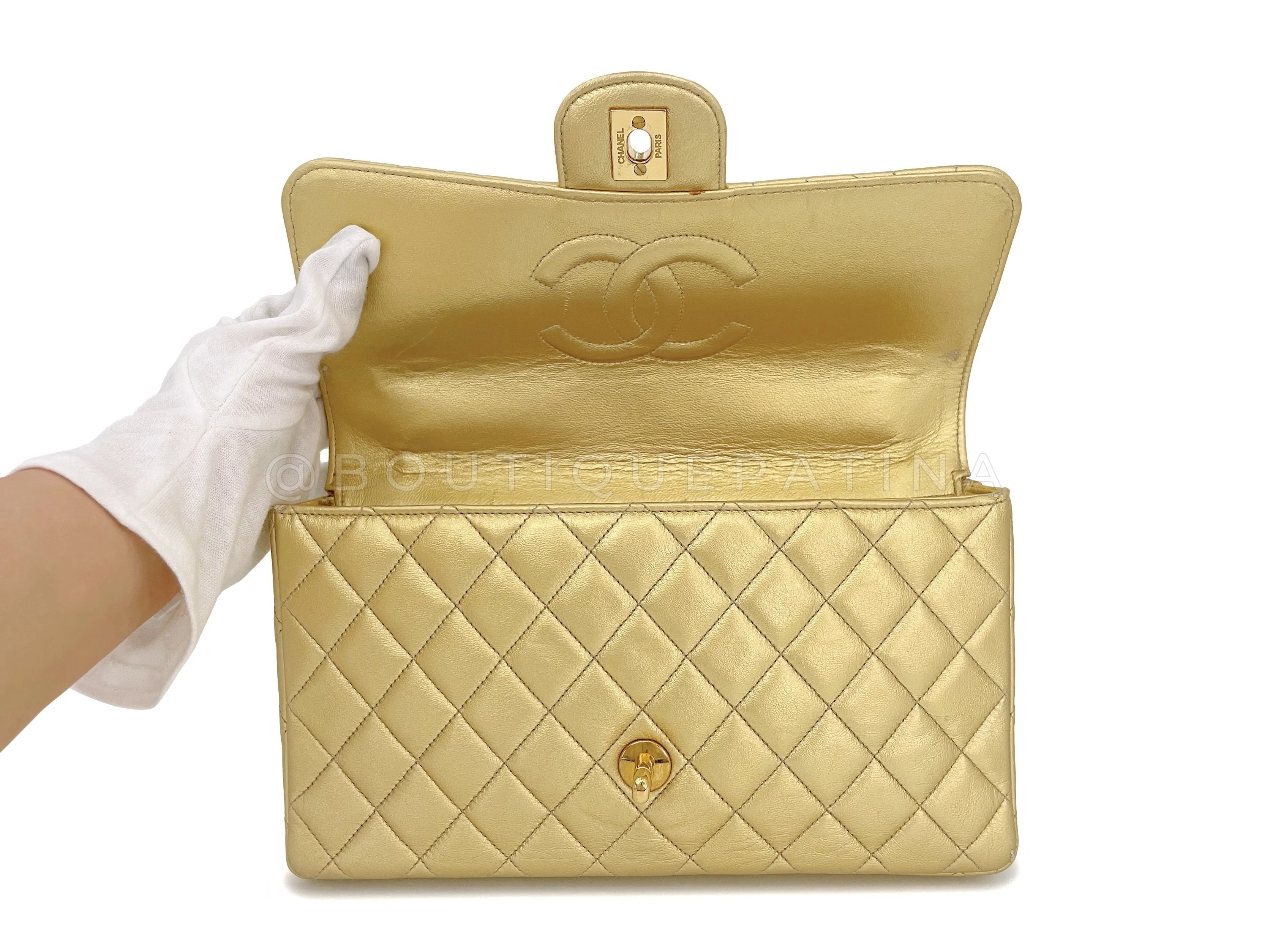 Chanel 1994 Vintage Gold Parent-Child Kelly Flap Bag 24k GHW