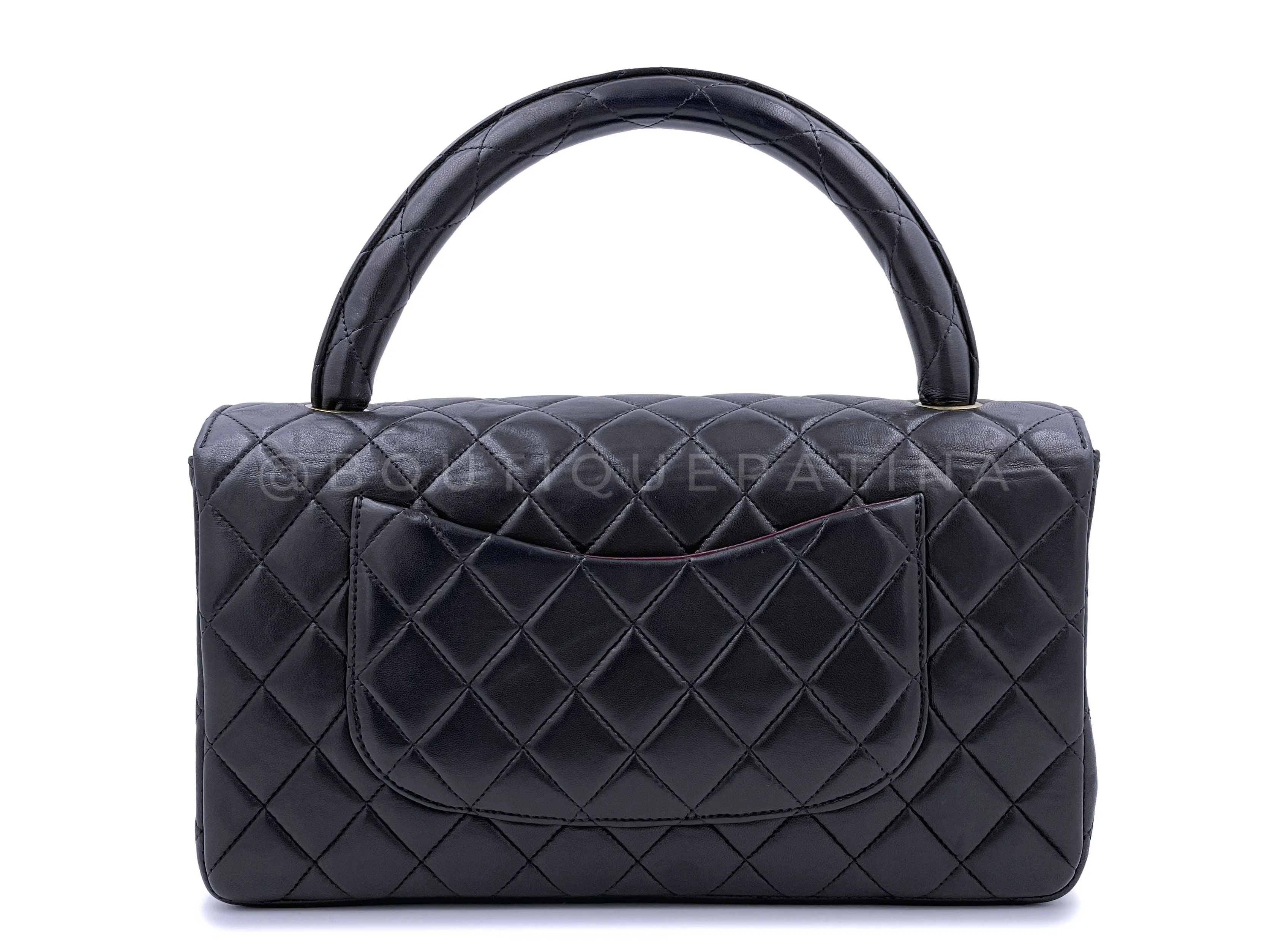 Chanel 1994 Vintage Parent Child Bag Kelly Flap Set Black 24k GHW