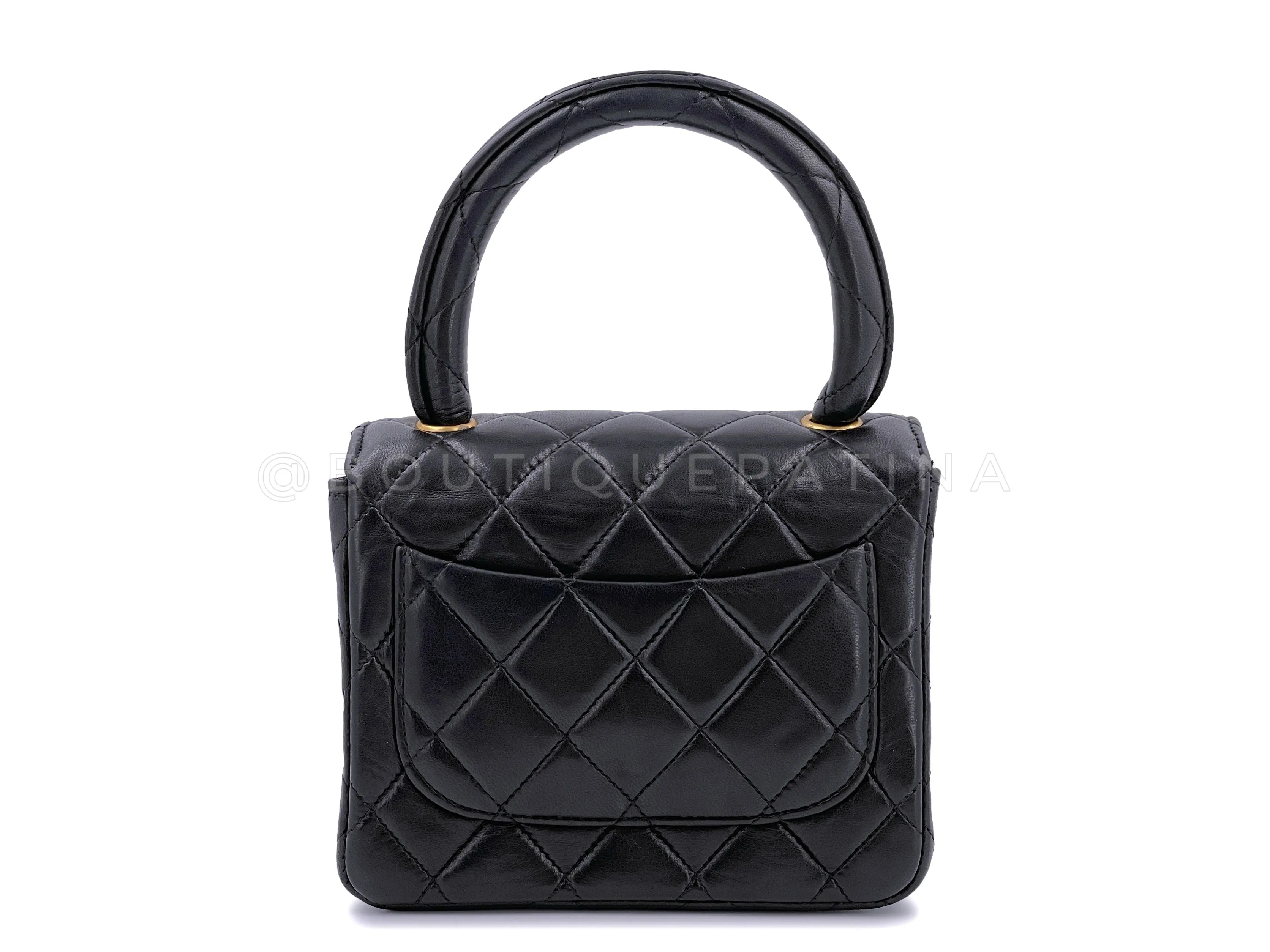 Chanel 1994 Vintage Parent Child Bag Kelly Flap Set Black 24k GHW