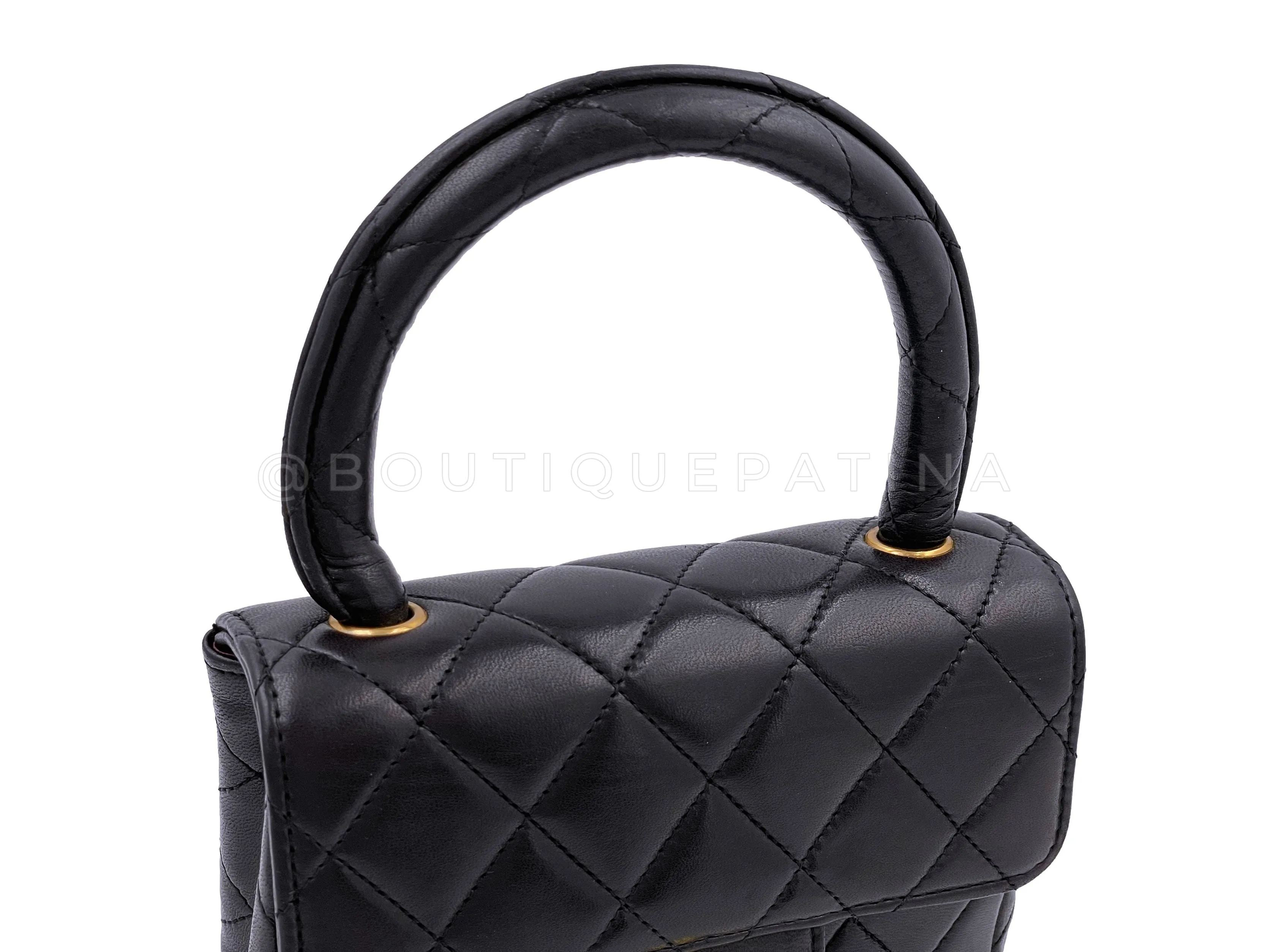 Chanel 1994 Vintage Parent Child Bag Kelly Flap Set Black 24k GHW