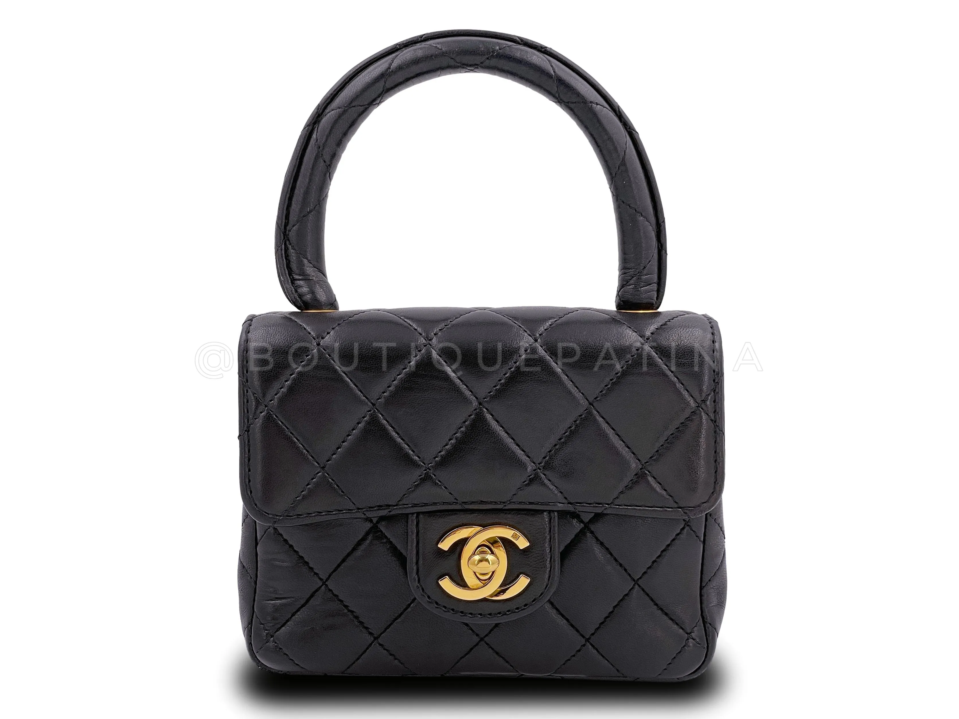 Chanel 1994 Vintage Parent Child Bag Kelly Flap Set Black 24k GHW
