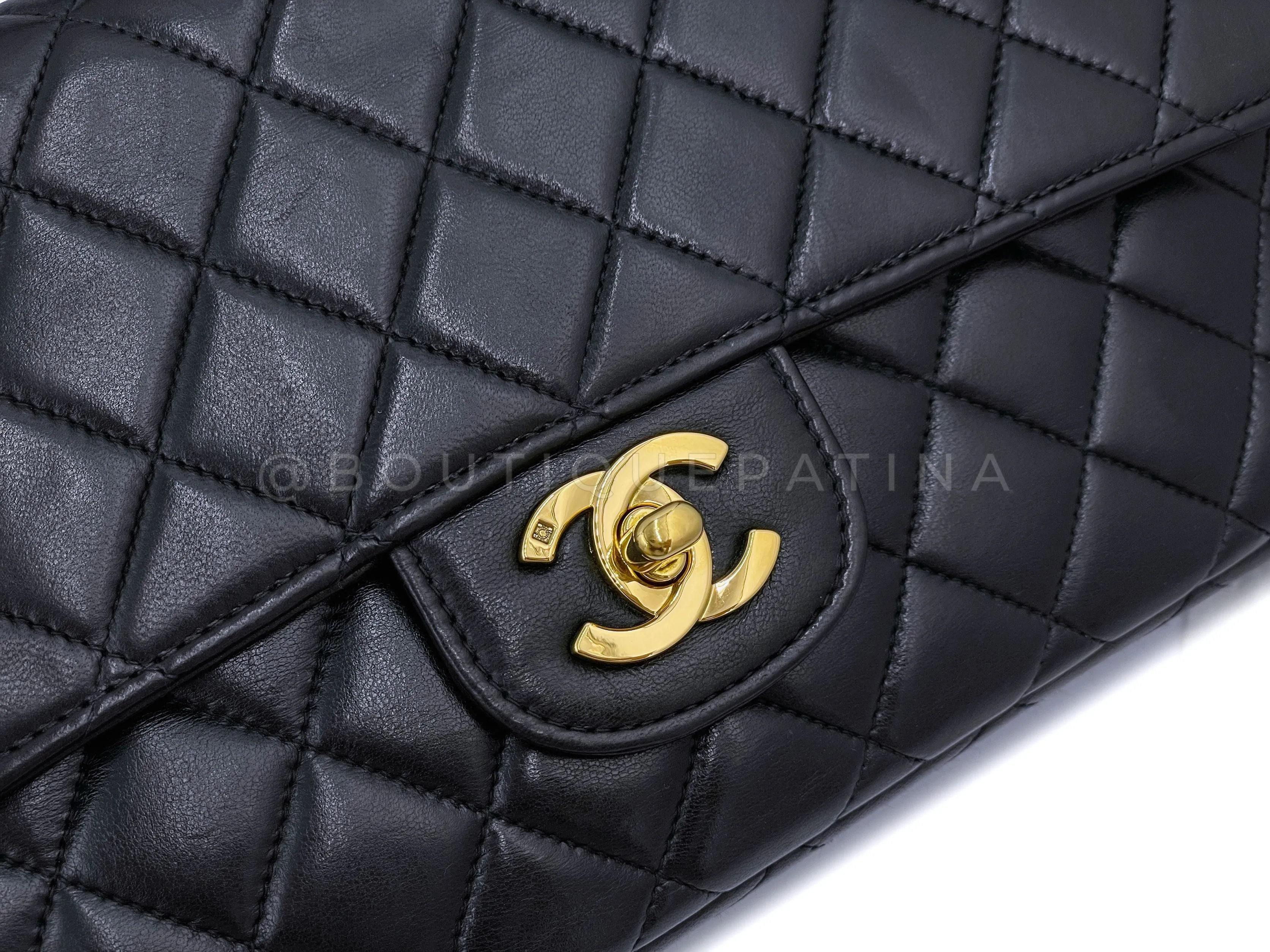 Chanel 1994 Vintage Parent Child Bag Kelly Flap Set Black 24k GHW