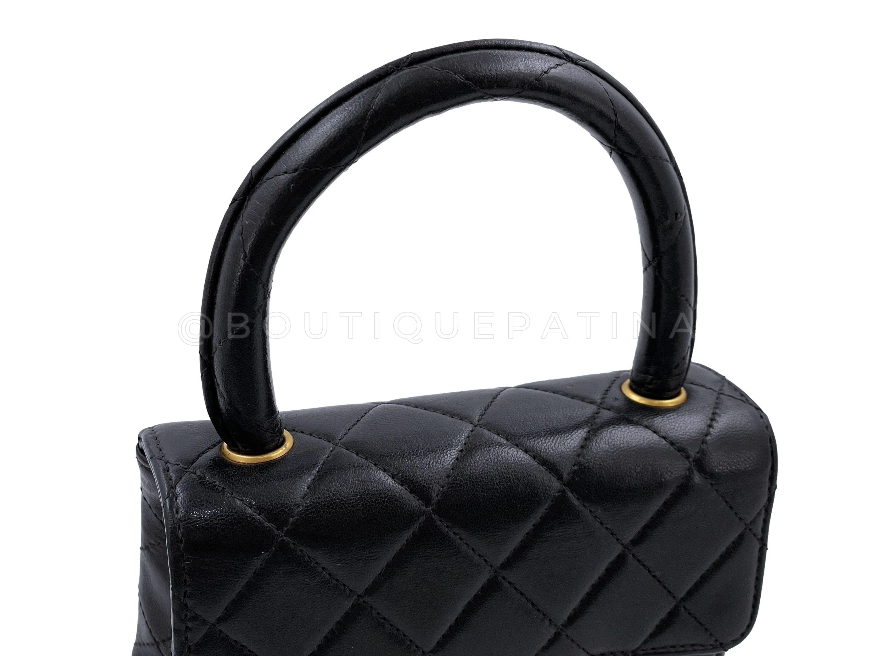 Chanel 1994 Vintage Parent Child Kelly Flap Set Black 24k GHW
