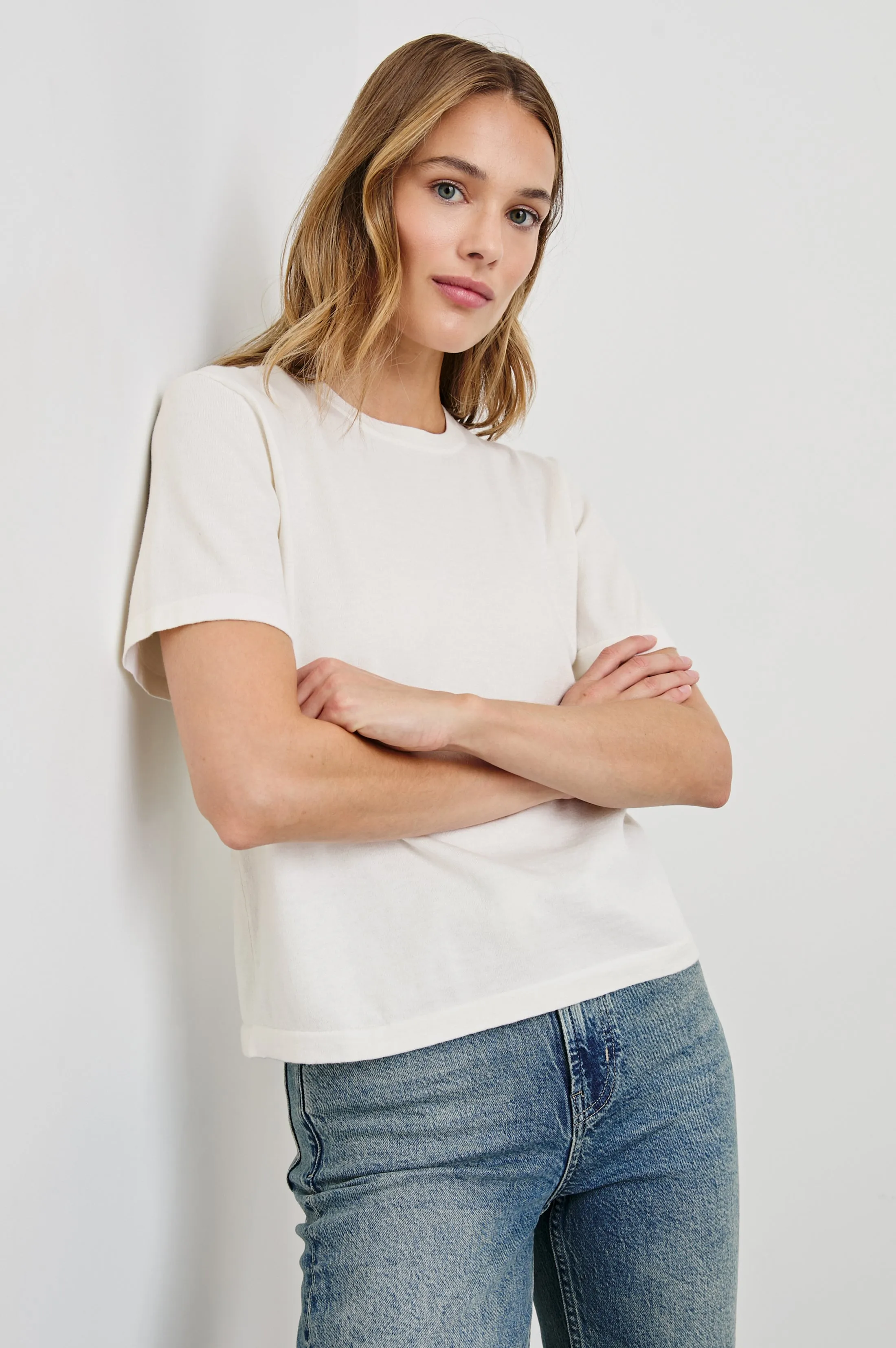 COTTON CASHMERE T-SHIRT - WHITE