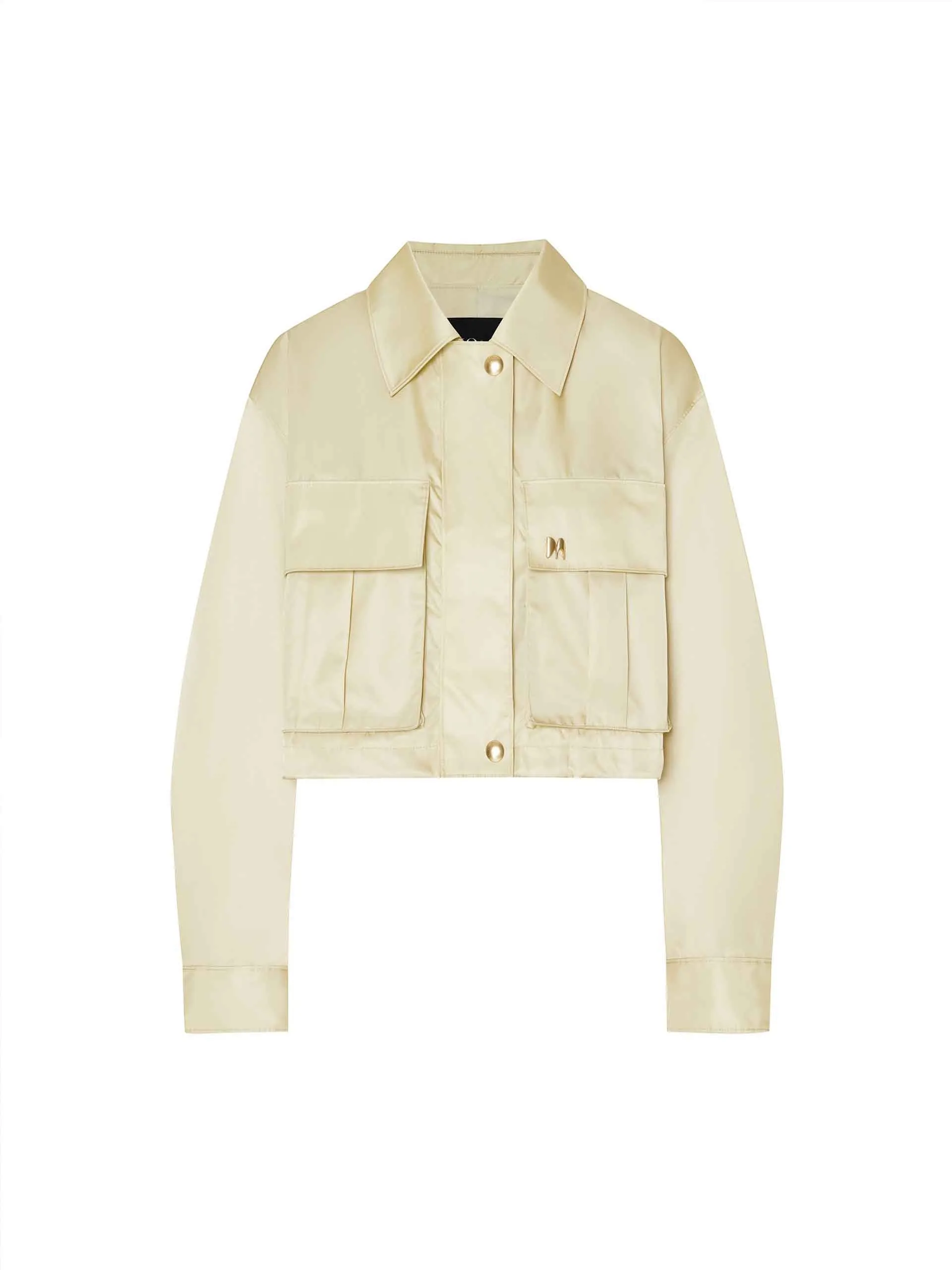 Cropped Drawstring Hem Coat