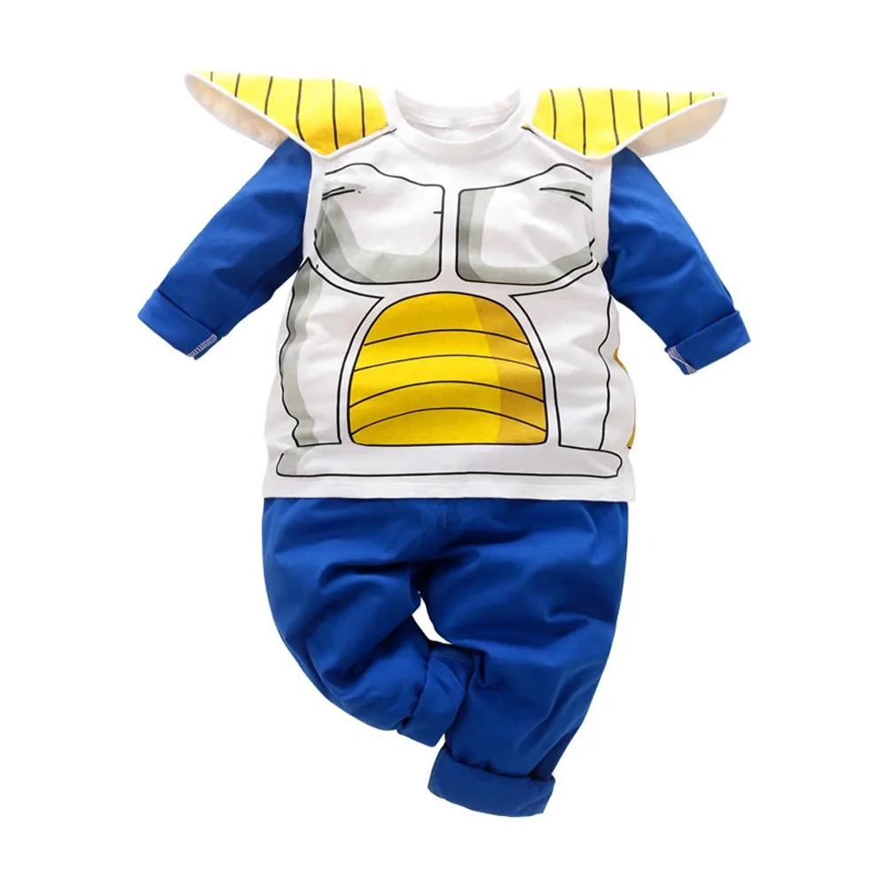Dragon Ball Saiyan Outfits Baby Toddler Lovely Long Sleeve Cartoon Armor Jumpsuit
