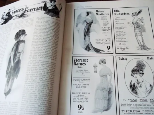 Edwardian 1911 Theatre Stage Magazine The Play Articles Photos Ads Fashions Stage News Edwardian Actresses Lily Elsie Actors Downton Abbey Era