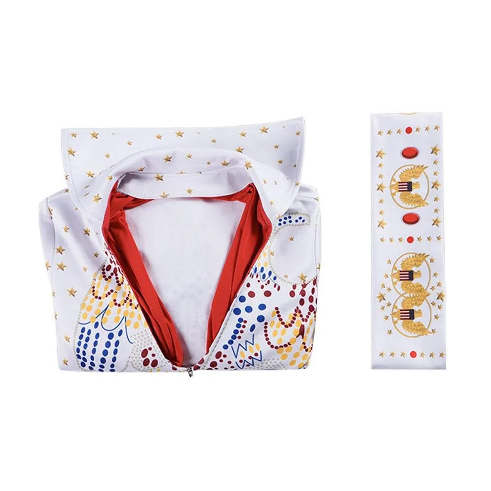 Elvis Presley Rock Singer Cosplay Costume for Halloween and Stage Performances Adult and Children
