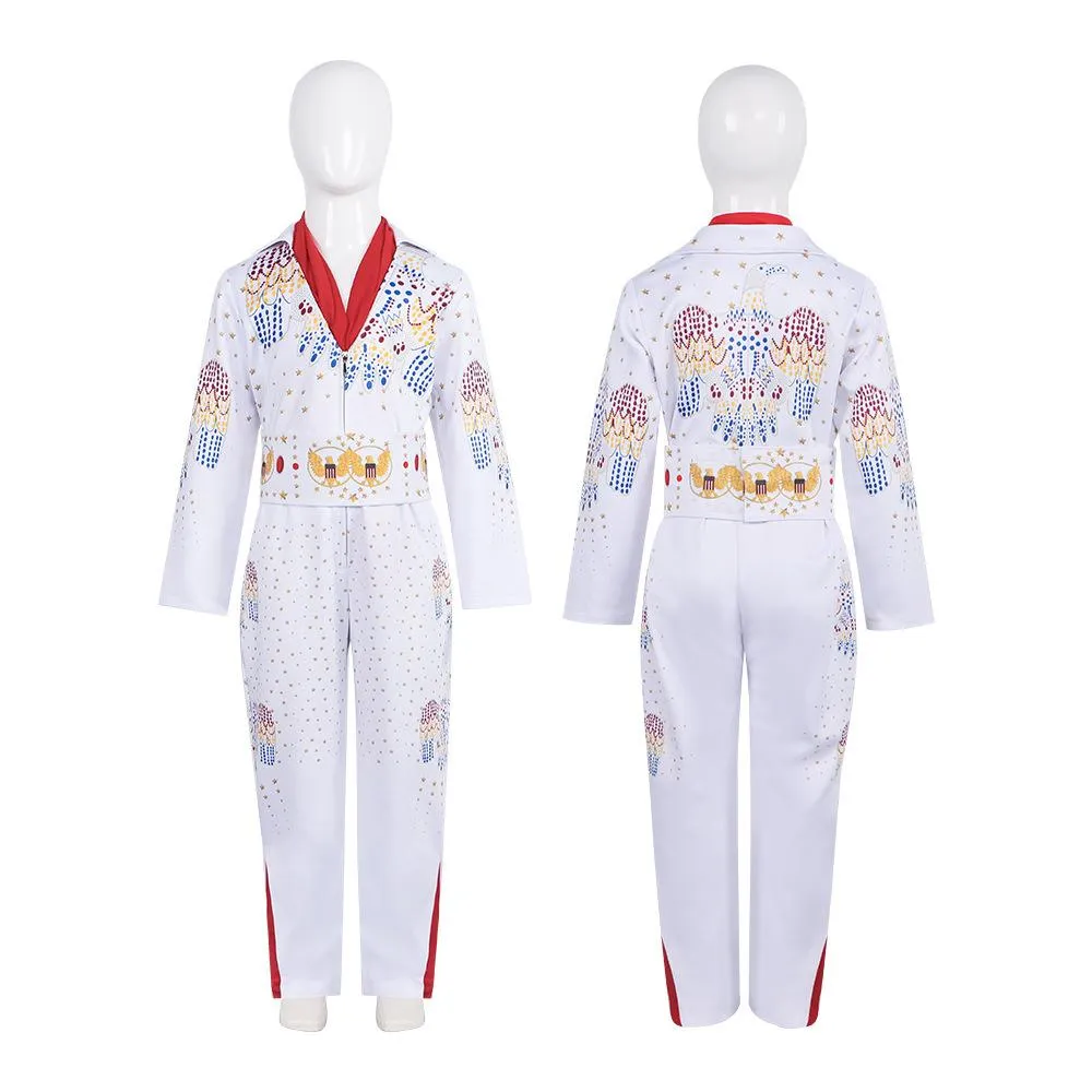 Elvis Presley Rock Singer Cosplay Costume for Halloween and Stage Performances Adult and Children
