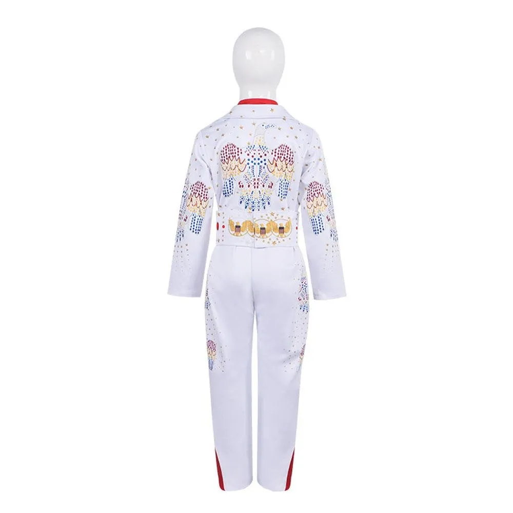 Elvis Presley Rock Singer Cosplay Costume for Halloween and Stage Performances Adult and Children