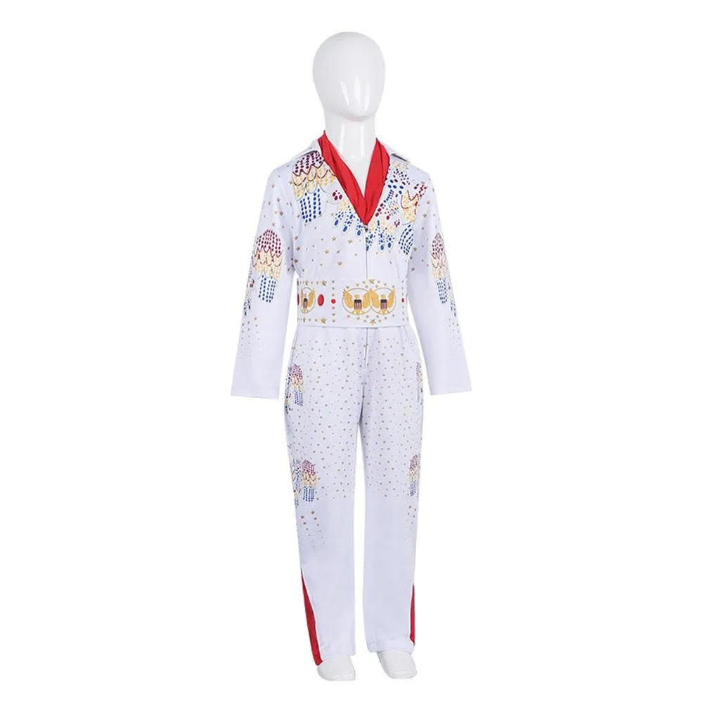 Elvis Presley Rock Singer Cosplay Costume for Halloween and Stage Performances Adult and Children
