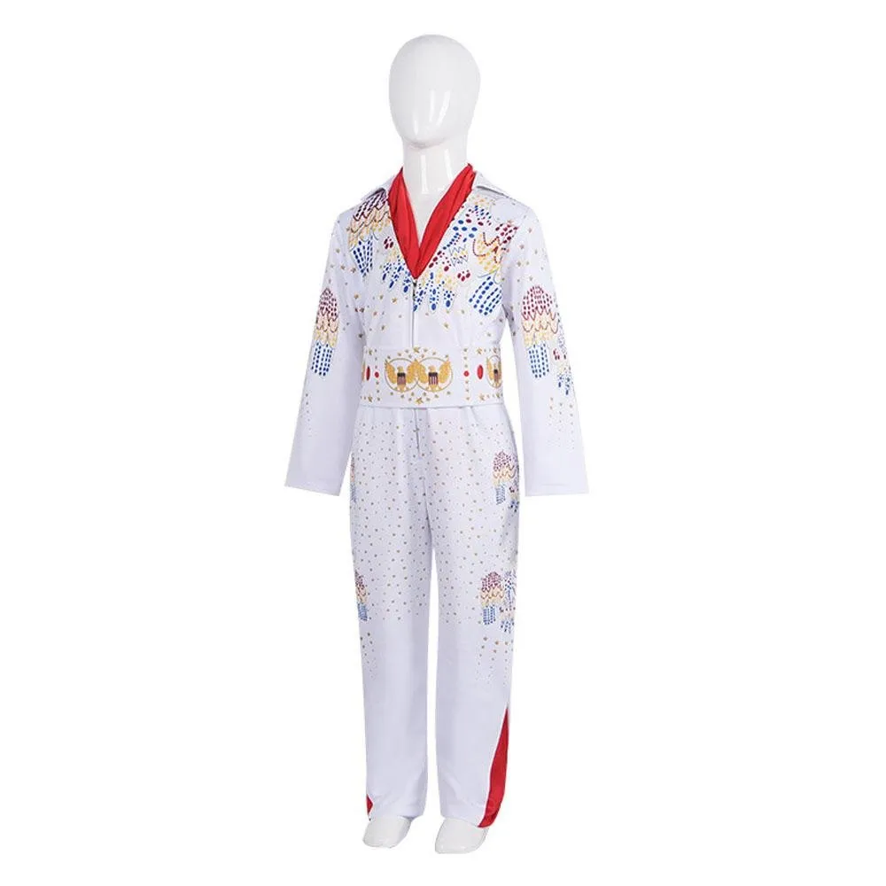 Elvis Presley Rock Singer Cosplay Costume for Halloween and Stage Performances Adult and Children