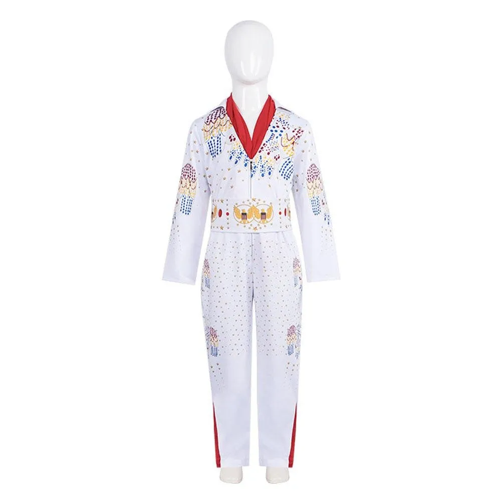 Elvis Presley Rock Singer Cosplay Costume for Halloween and Stage Performances Adult and Children