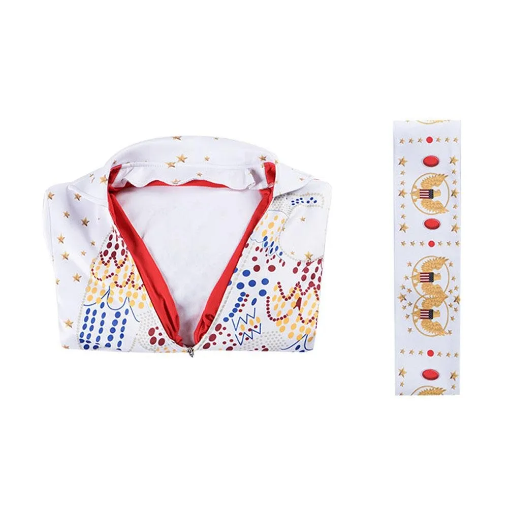 Elvis Presley Rock Singer Cosplay Costume for Halloween and Stage Performances Adult and Children