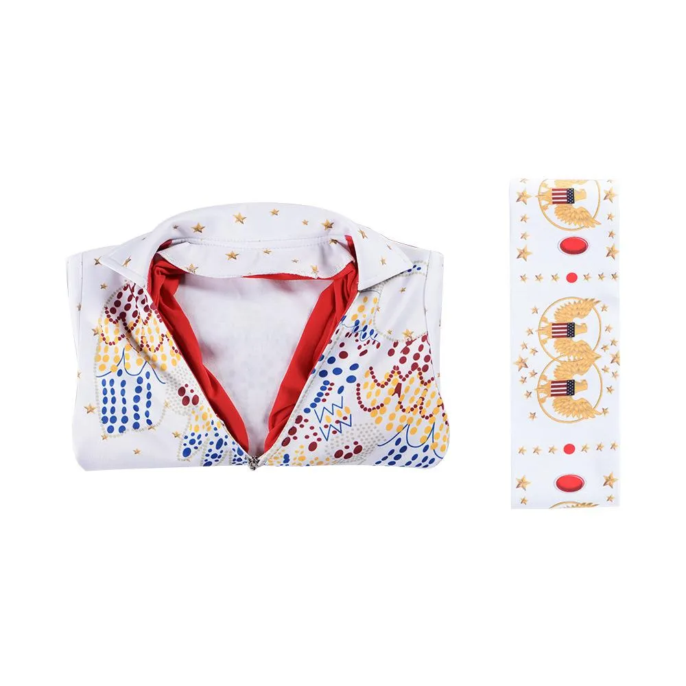 Elvis Presley Rock Singer Cosplay Costume for Halloween and Stage Performances Adult and Children