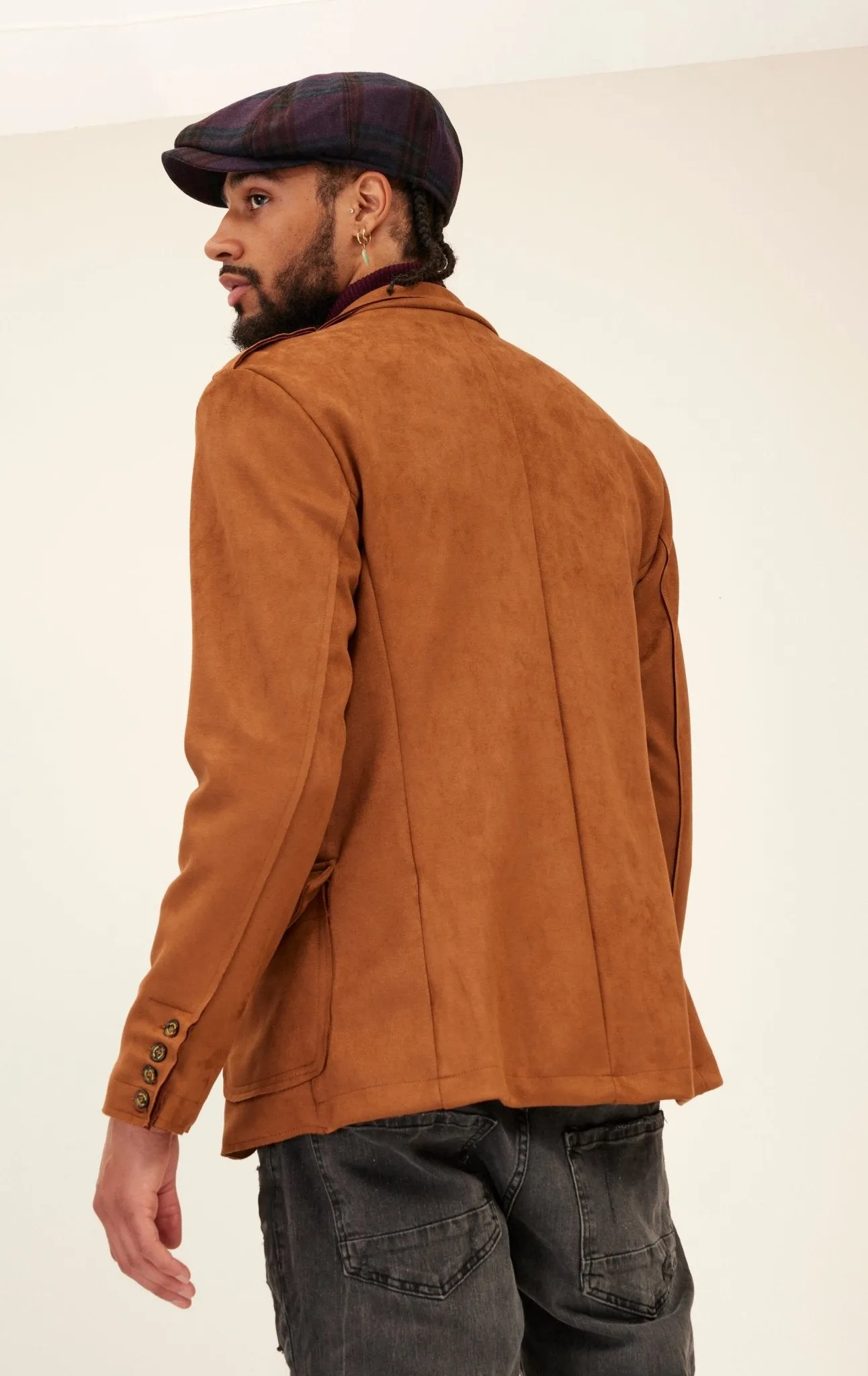 Faux Suede Safari Jacket - Camel