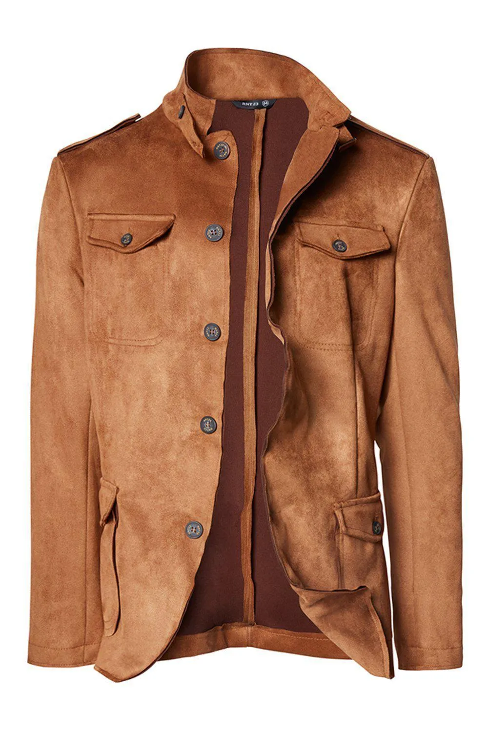 Faux Suede Safari Jacket - Camel