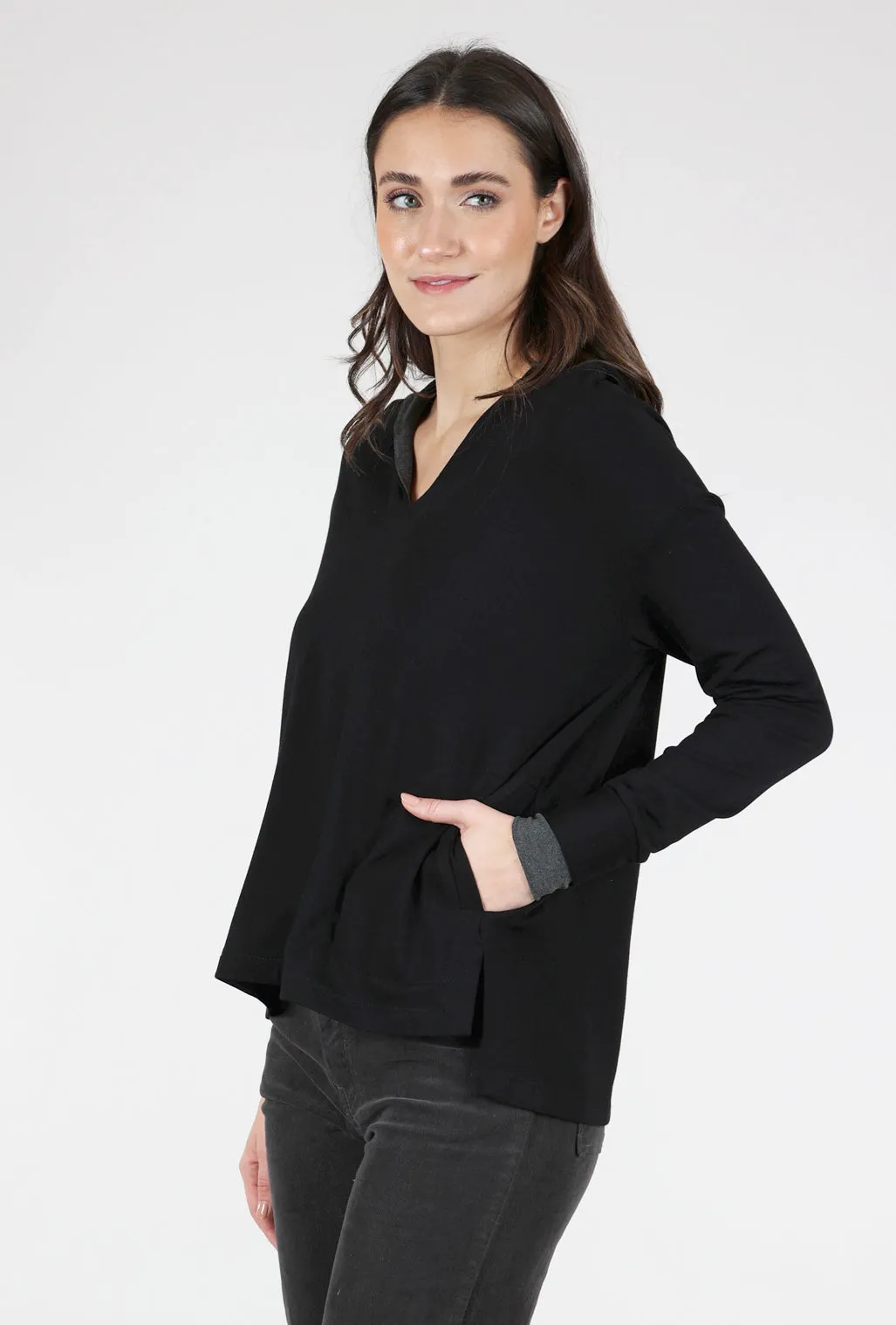 Fleece Lined Hoodie, Black