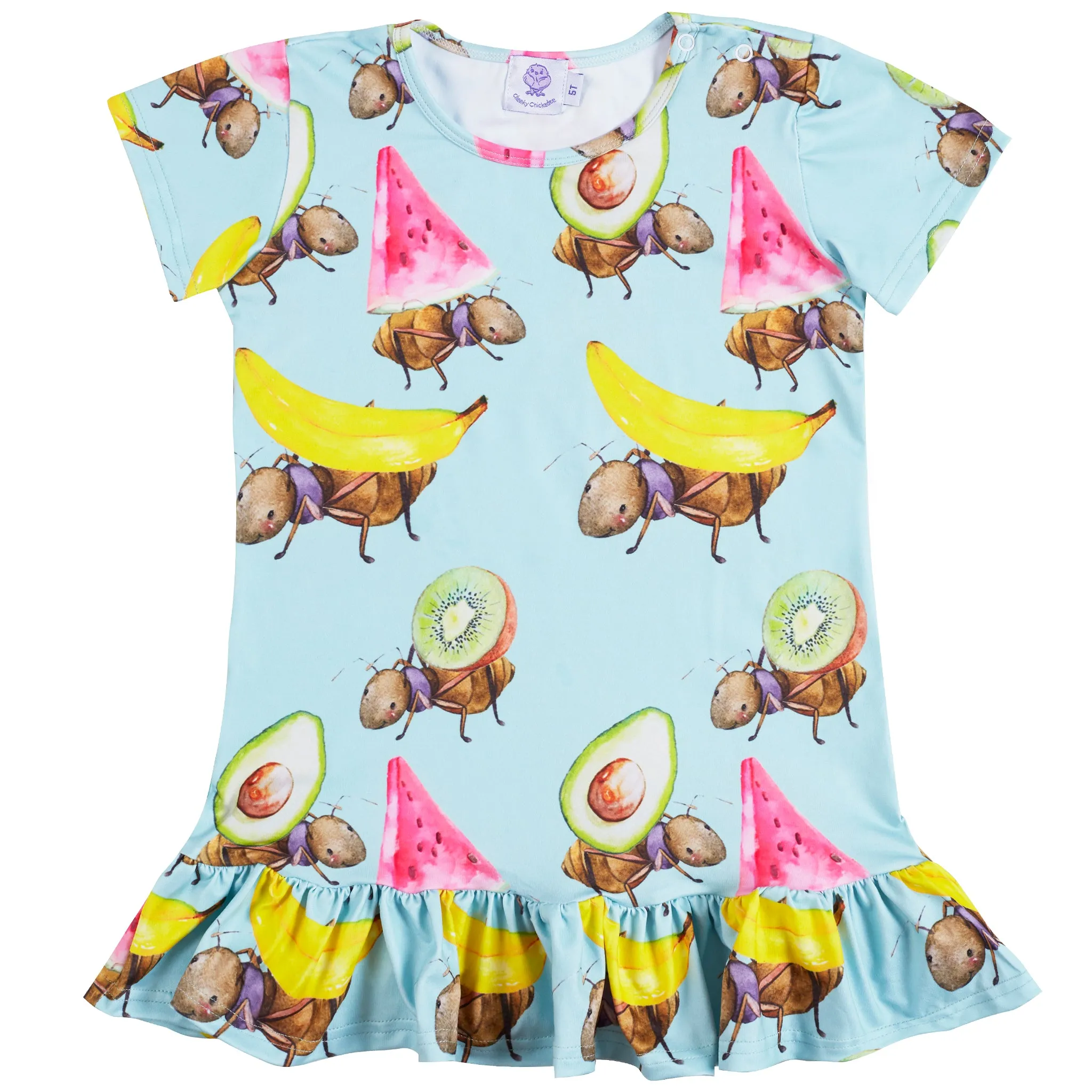 Fruit Ants Short Sleeve Frill Dress