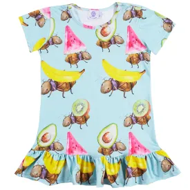 Fruit Ants Short Sleeve Frill Dress