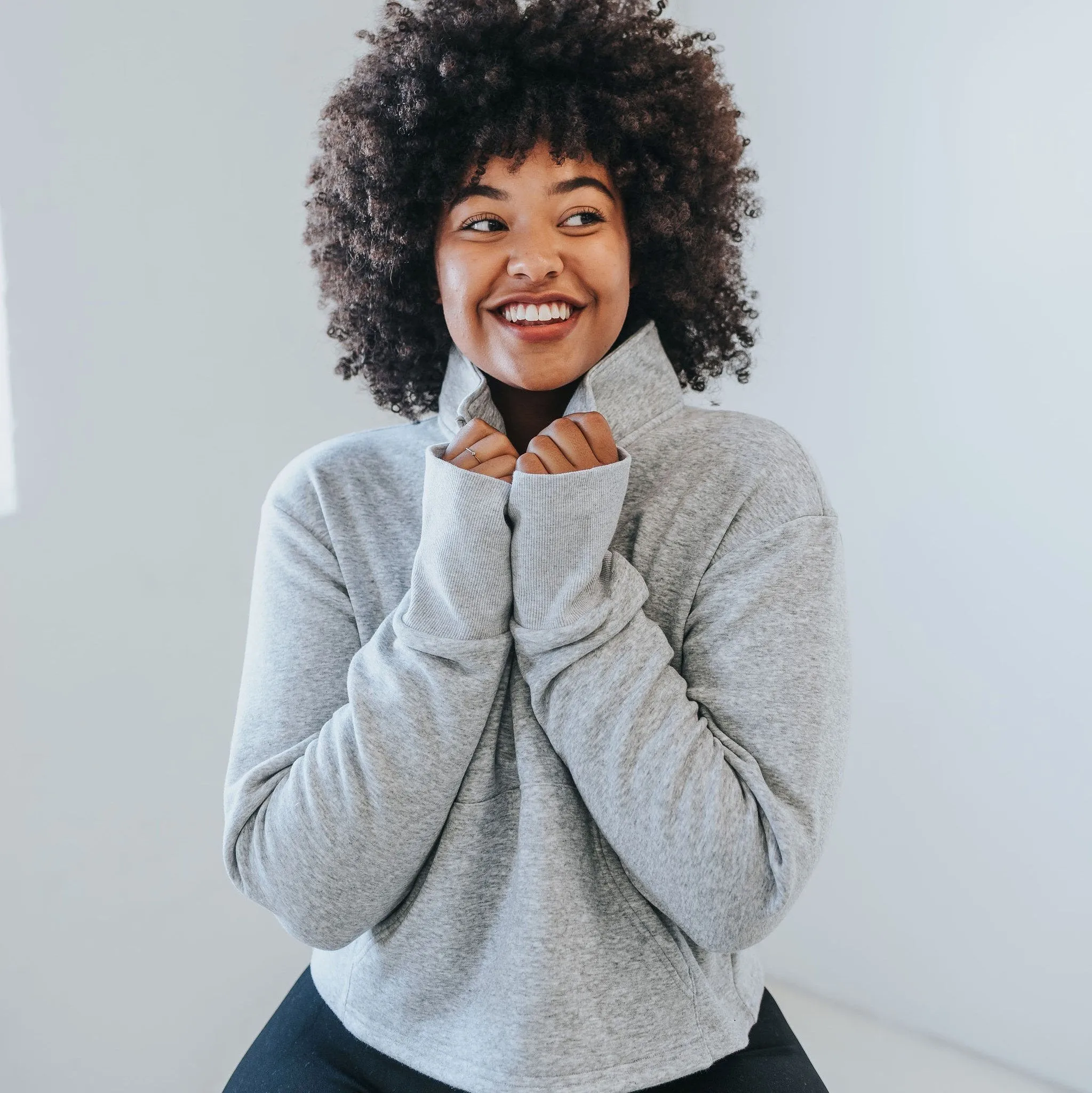 Hailey Cropped Half Zip - Gray