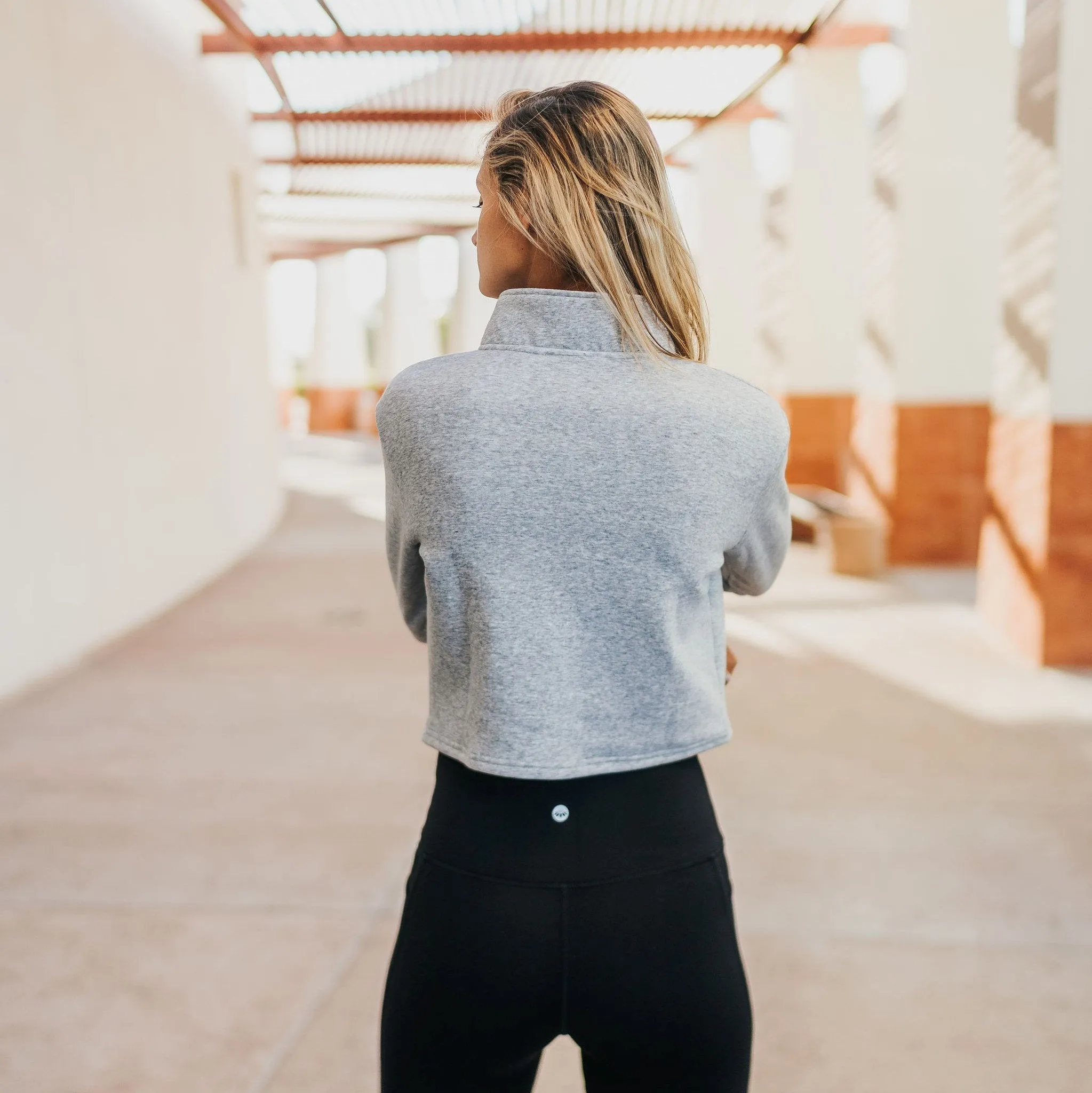 Hailey Cropped Half Zip - Gray