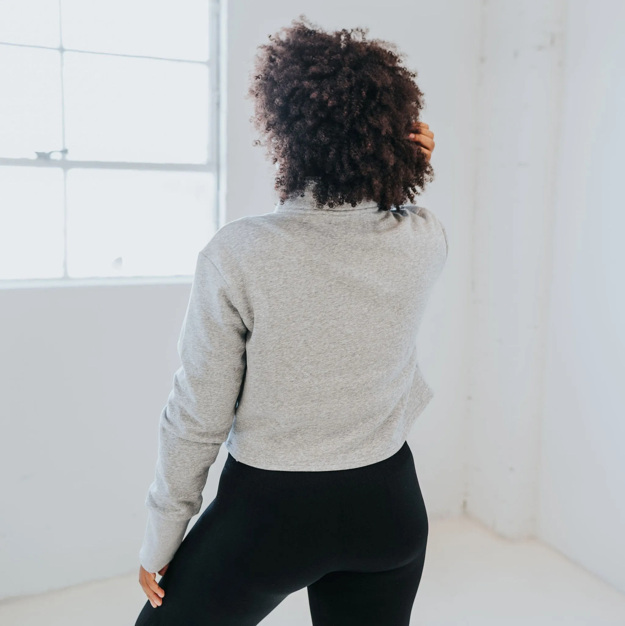 Hailey Cropped Half Zip - Gray