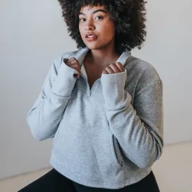 Hailey Cropped Half Zip - Gray
