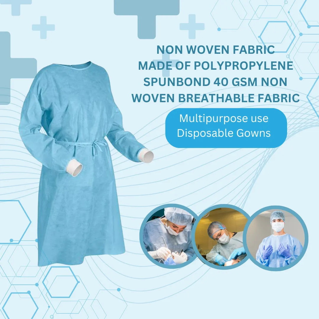 Hygene Disposable Blue Surgical Gown - Non-Woven, Non-Sterile Isolation Hospital, Doctor, patient Gowns