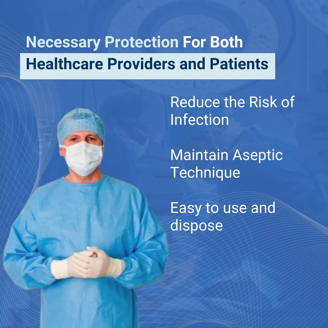 Hygene Disposable Blue Surgical Gown - Non-Woven, Non-Sterile Isolation Hospital, Doctor, patient Gowns