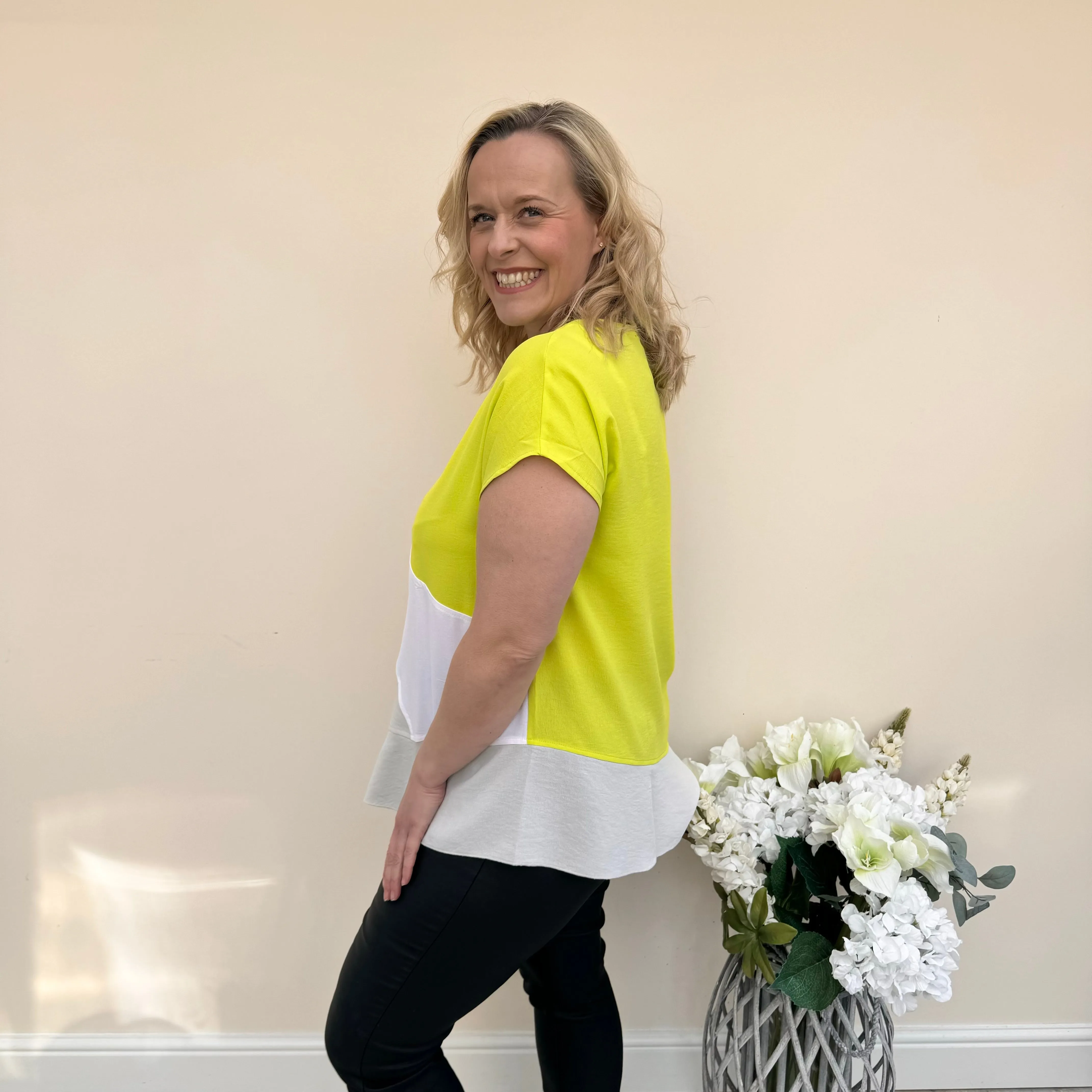 I.NCO Frill Bottom Abstract Blouse Top