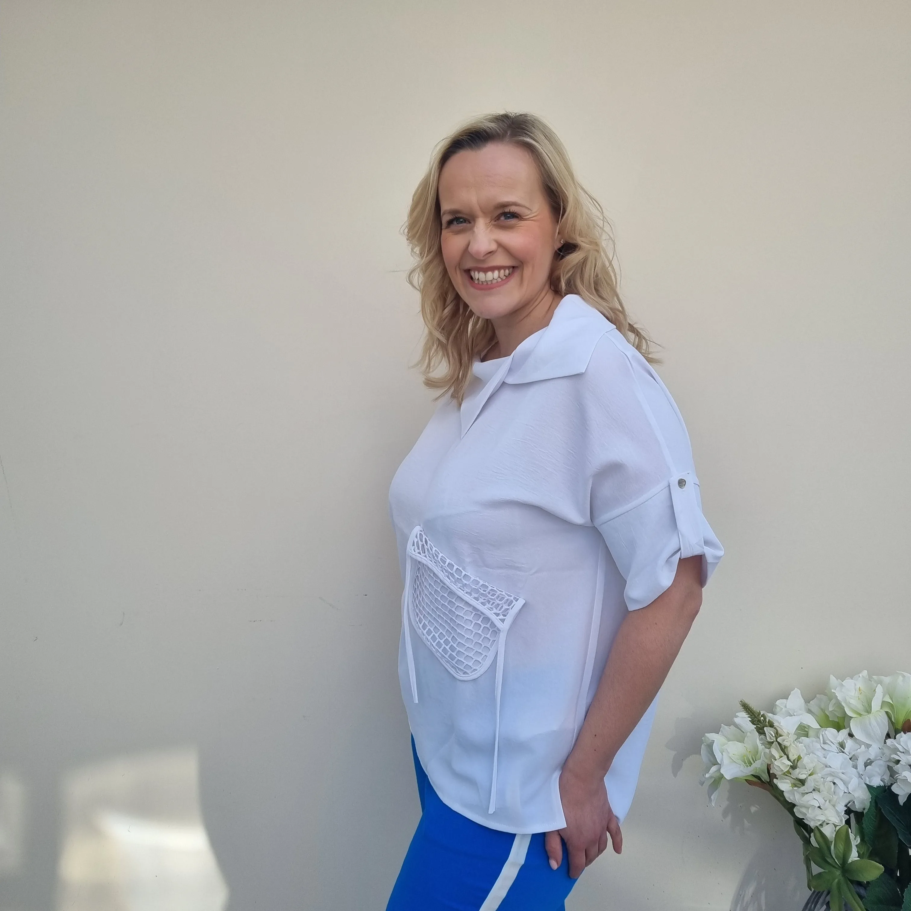 I.NCO Net Pocket Collared Top