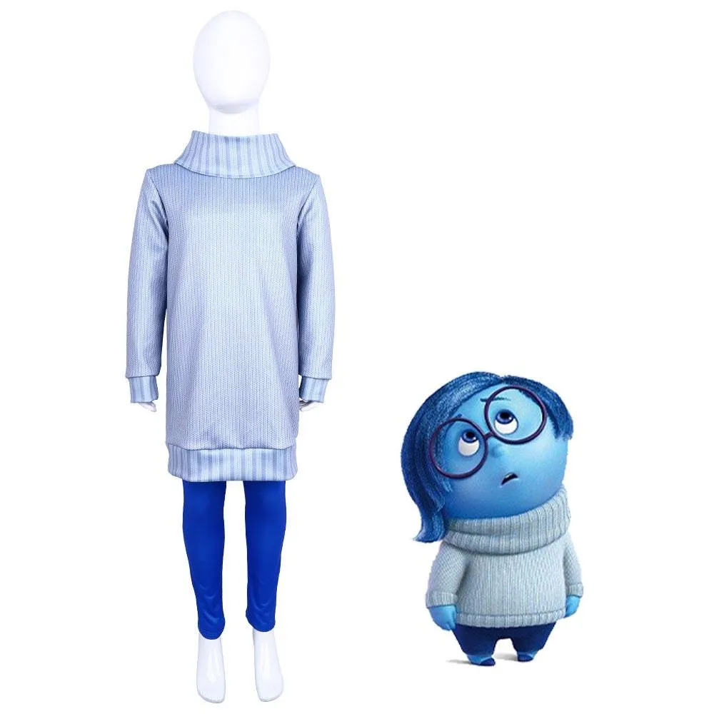 Inside Out 2 Sadness Costume Halloween Stage Performance Outfit for Kids and Adults