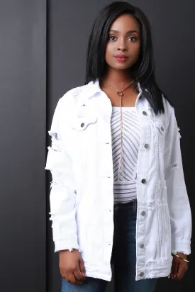 Oversize Distressed Denim Jean Jacket