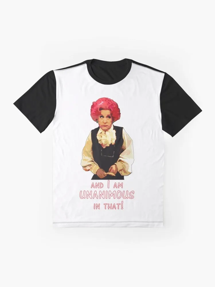 "Mrs. Slocombe's Retro Graphic T-Shirt: A Tribute to 'Are You Being Served?'"