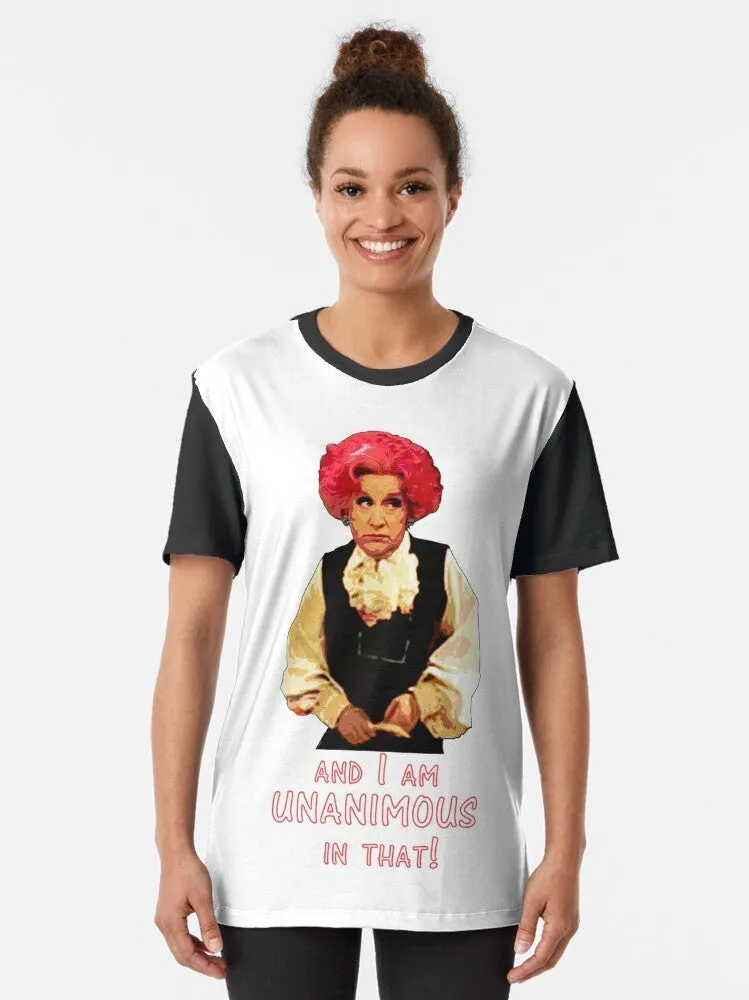 "Mrs. Slocombe's Retro Graphic T-Shirt: A Tribute to 'Are You Being Served?'"
