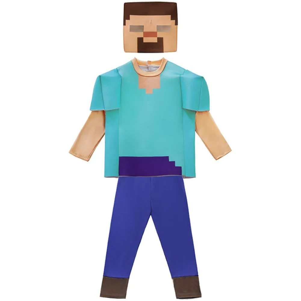 Steve Costume Minecraft Herobrine Notch Alex Cosplay Stage Game Costumes Suits For Kids